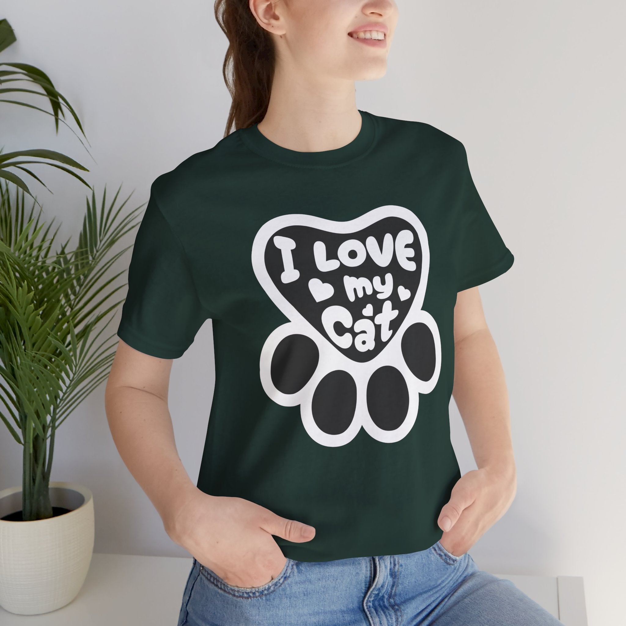 I Love My Cat Paw T-Shirt — Cute Cat Lover Tee