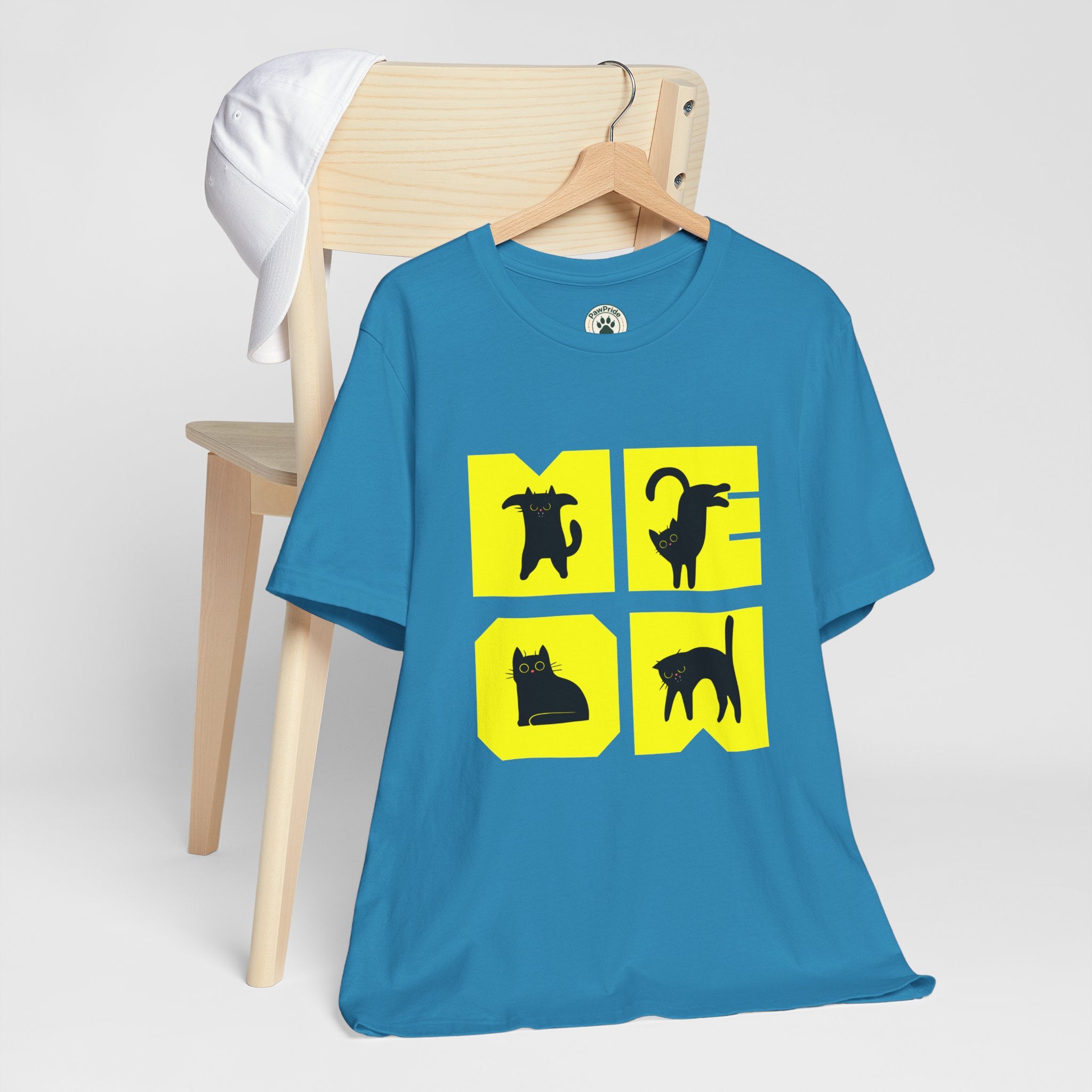 Cat Silhouette Tee — Yellow Block Cats Graphic T-Shirt