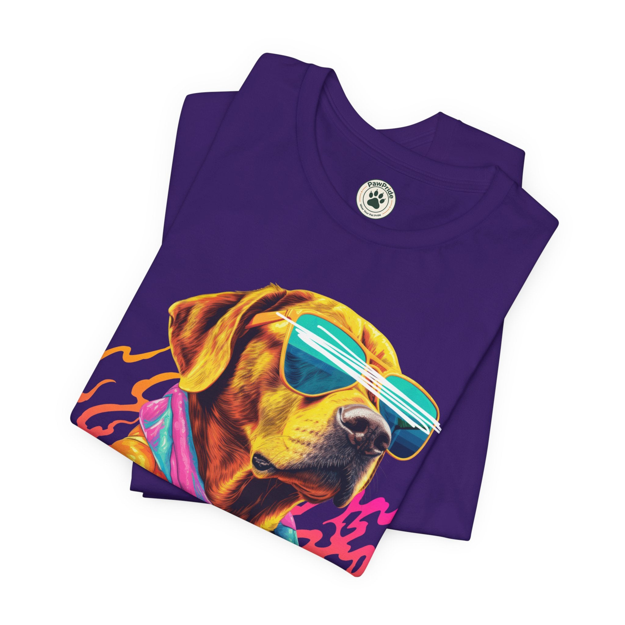 Chill Sunglasses Dog Tee — Retro Neon “CHILL” Graphic T-Shirt