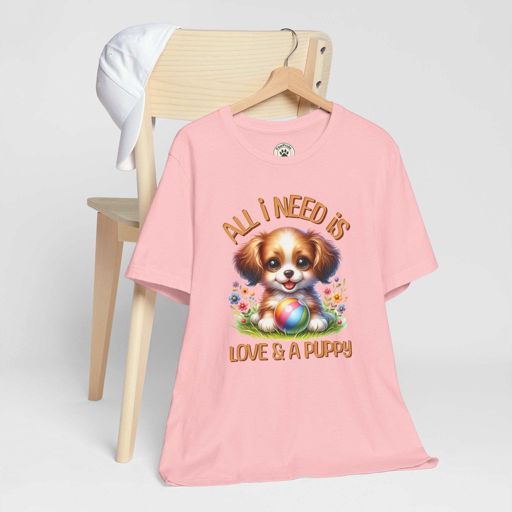 T-Shirt — "All I Need Is Love & a Puppy" Cute Puppy Graphic Tee