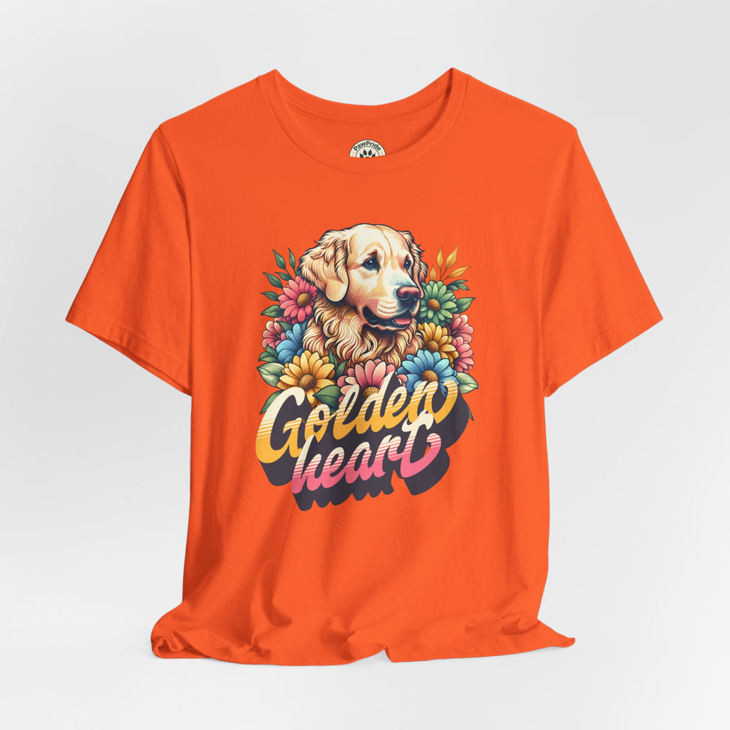 Golden Heart T-Shirt — Retro Floral Golden Retriever Tee