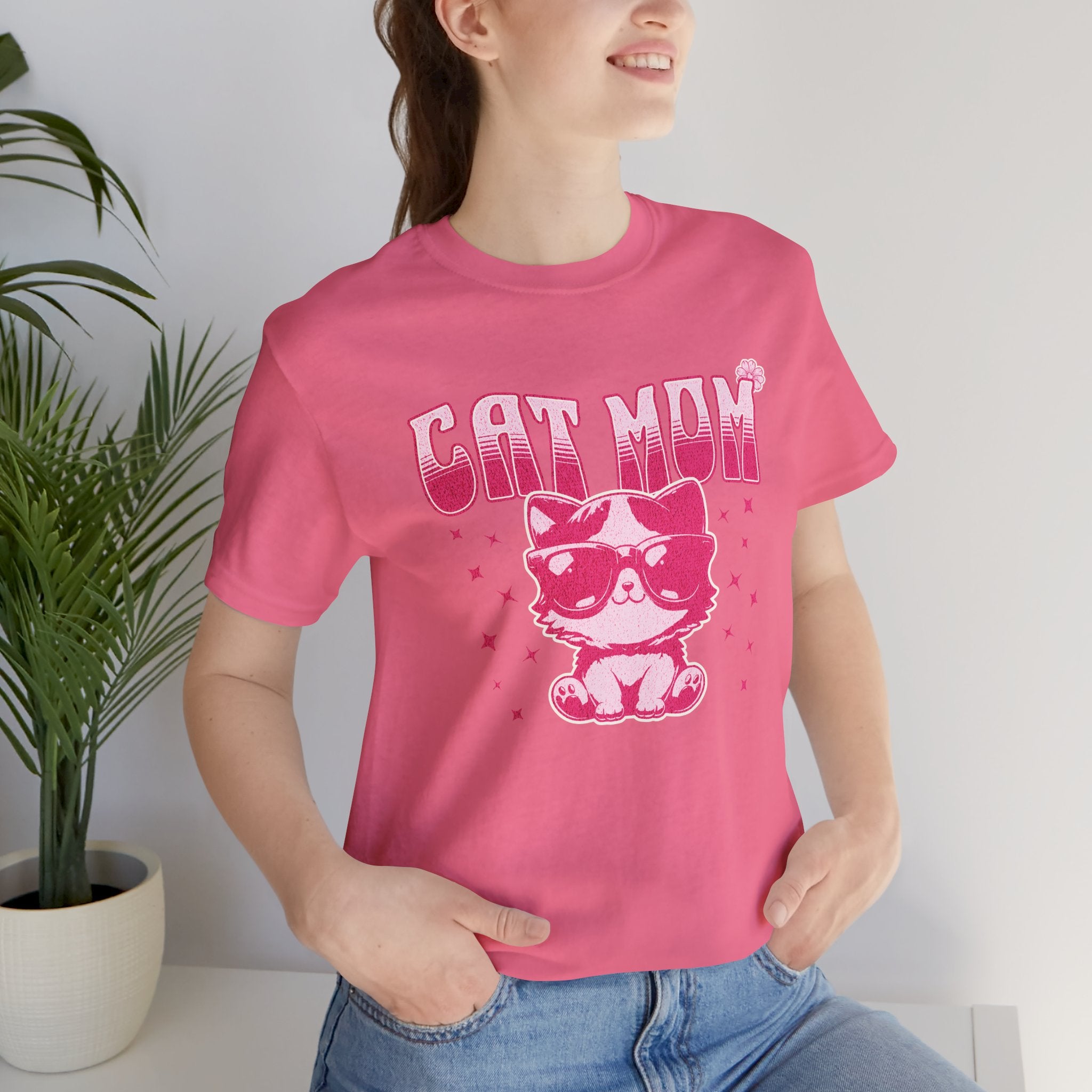 Cat Mom T-Shirt — Pink Cute Cat Graphic Tee