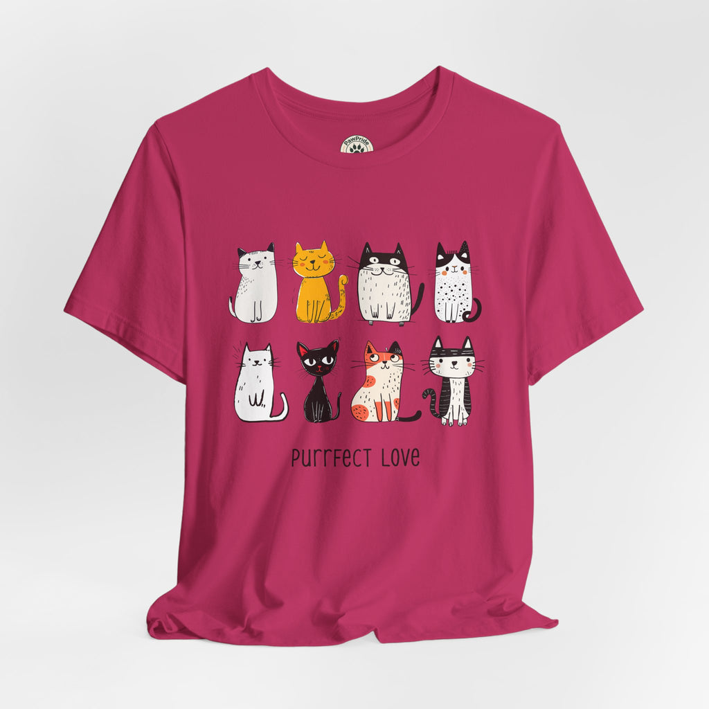 Purrfect Love Cat T-Shirt — Cute Cartoon Cats Tee for Cat Lovers