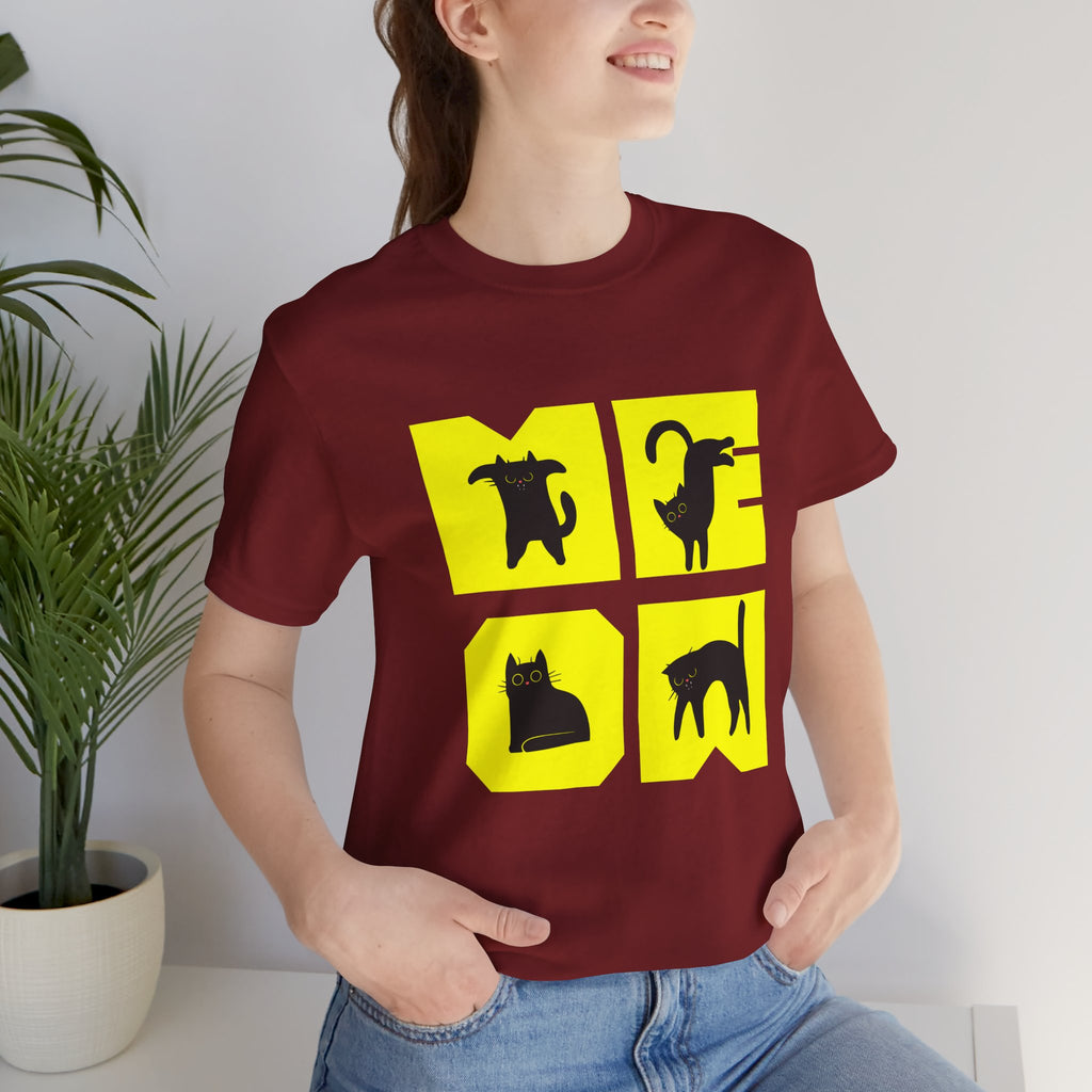 Cat Silhouette Tee — Yellow Block Cats Graphic T-Shirt