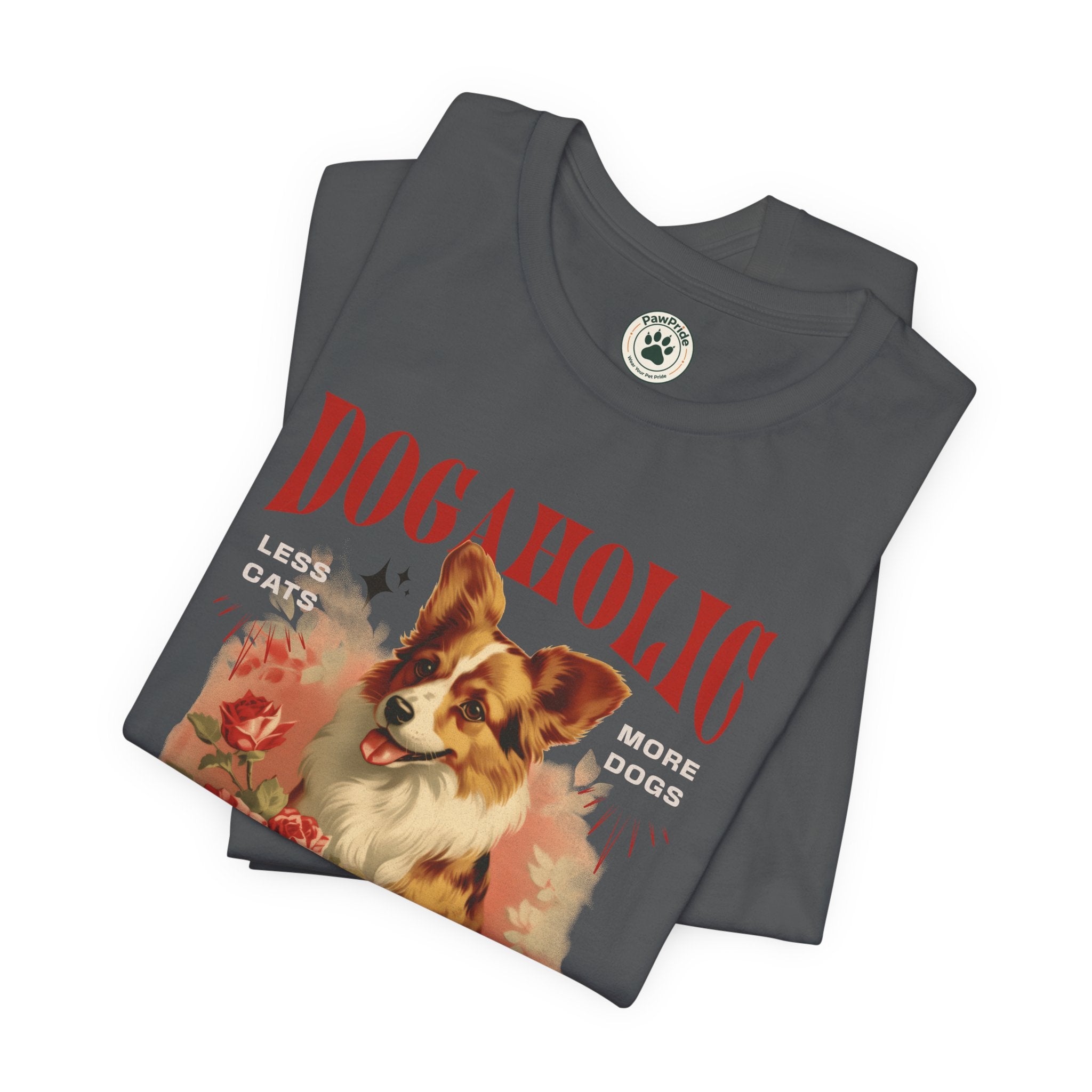 Dogaholic Graphic Tee — Vintage Floral Dog Lover T-Shirt