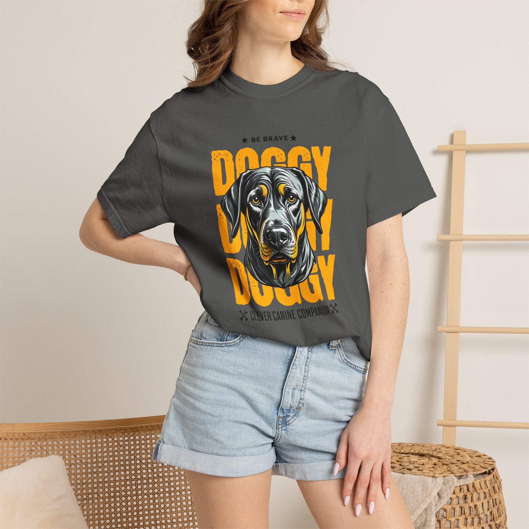 Doggy Doggy T-Shirt — Retro Black Lab Graphic Tee ('Be Brave')