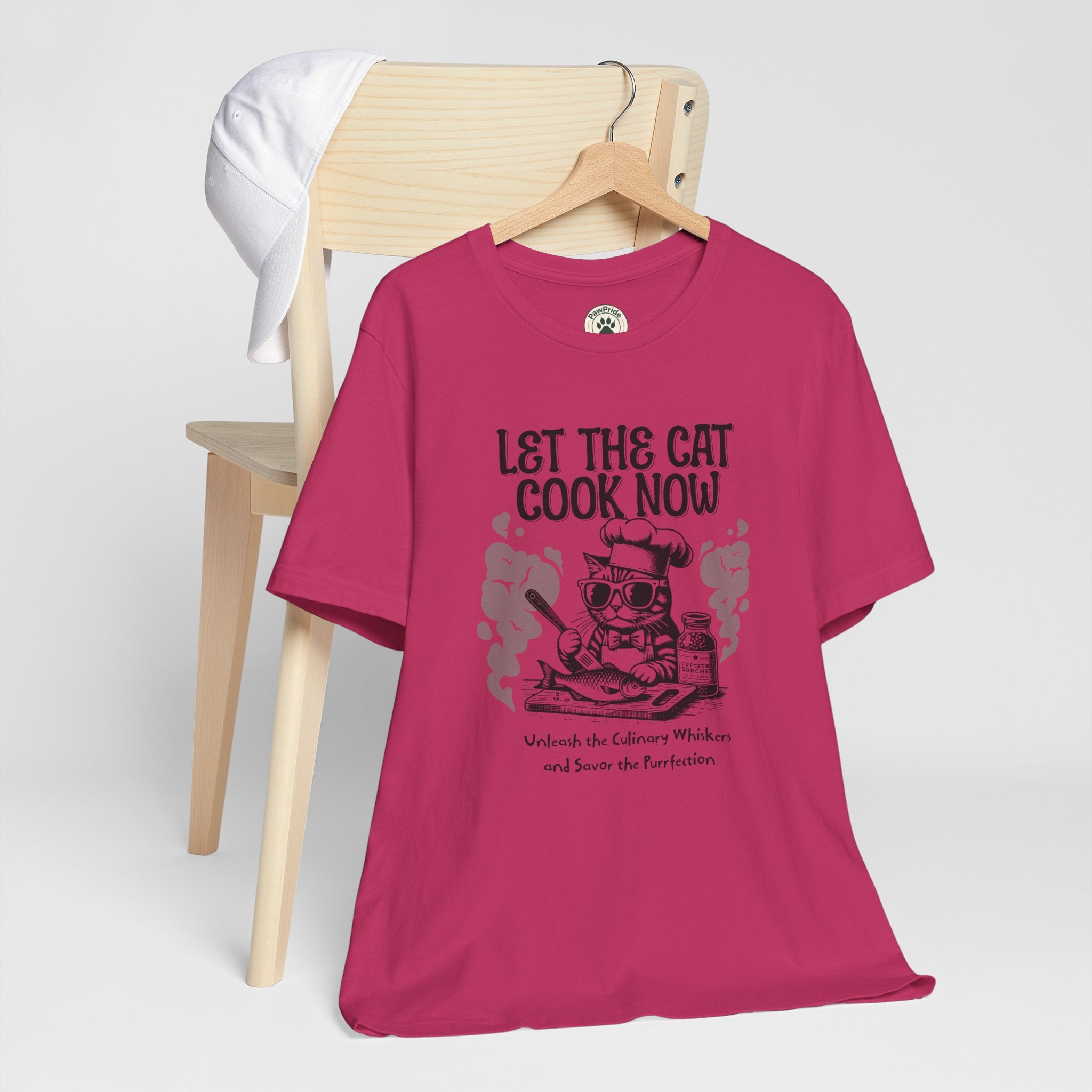 Let The Cat Cook Now T-Shirt — Funny Chef Cat Cooking Tee