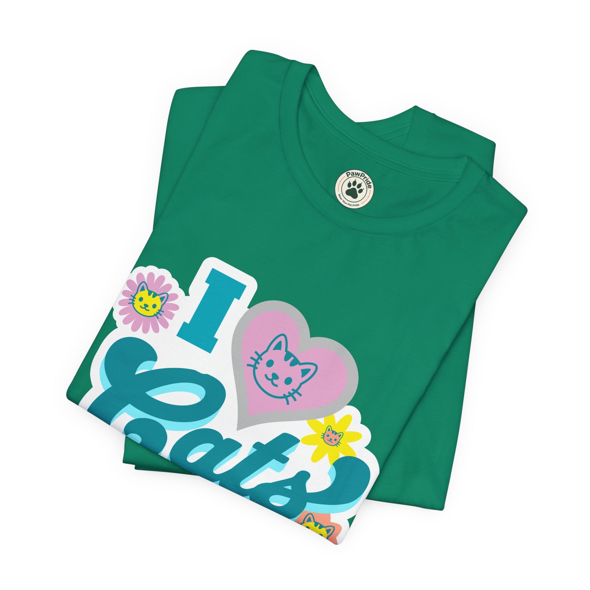 I  Cats Retro Floral Tee — Cute Cat Lover Graphic T-Shirt