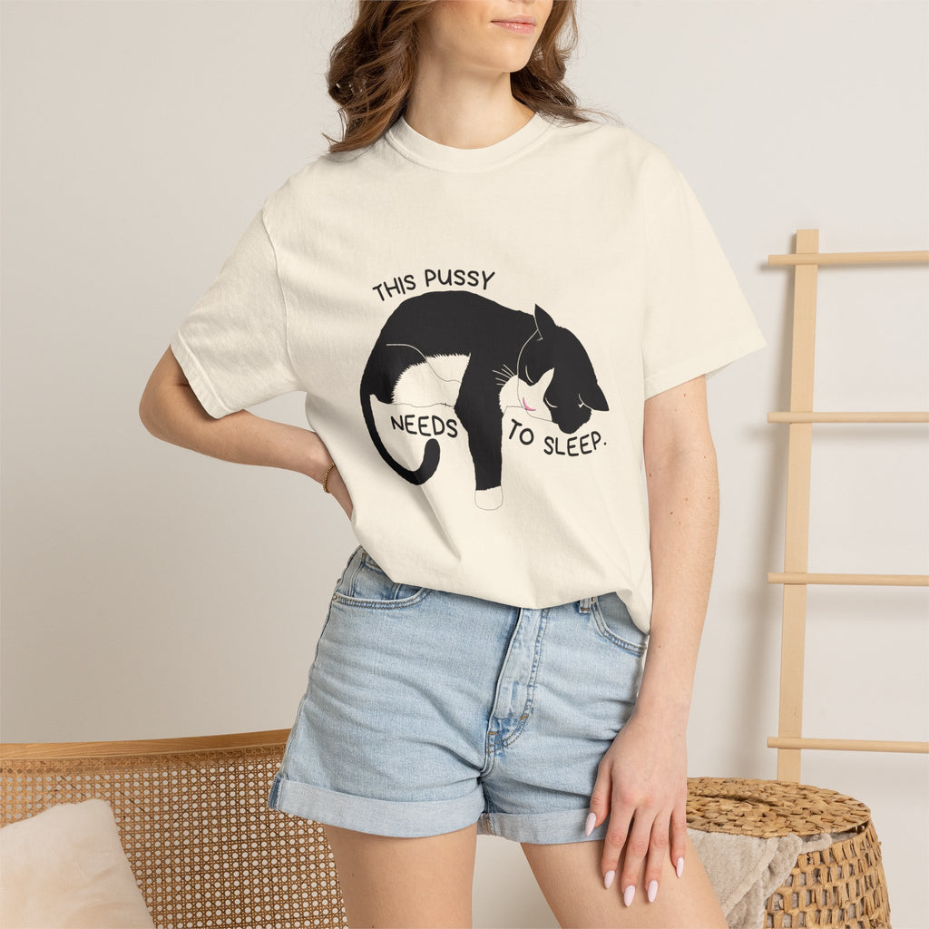 Sleepy Cat T-Shirt — "This Pussy Needs to Sleep" Graphic Tee