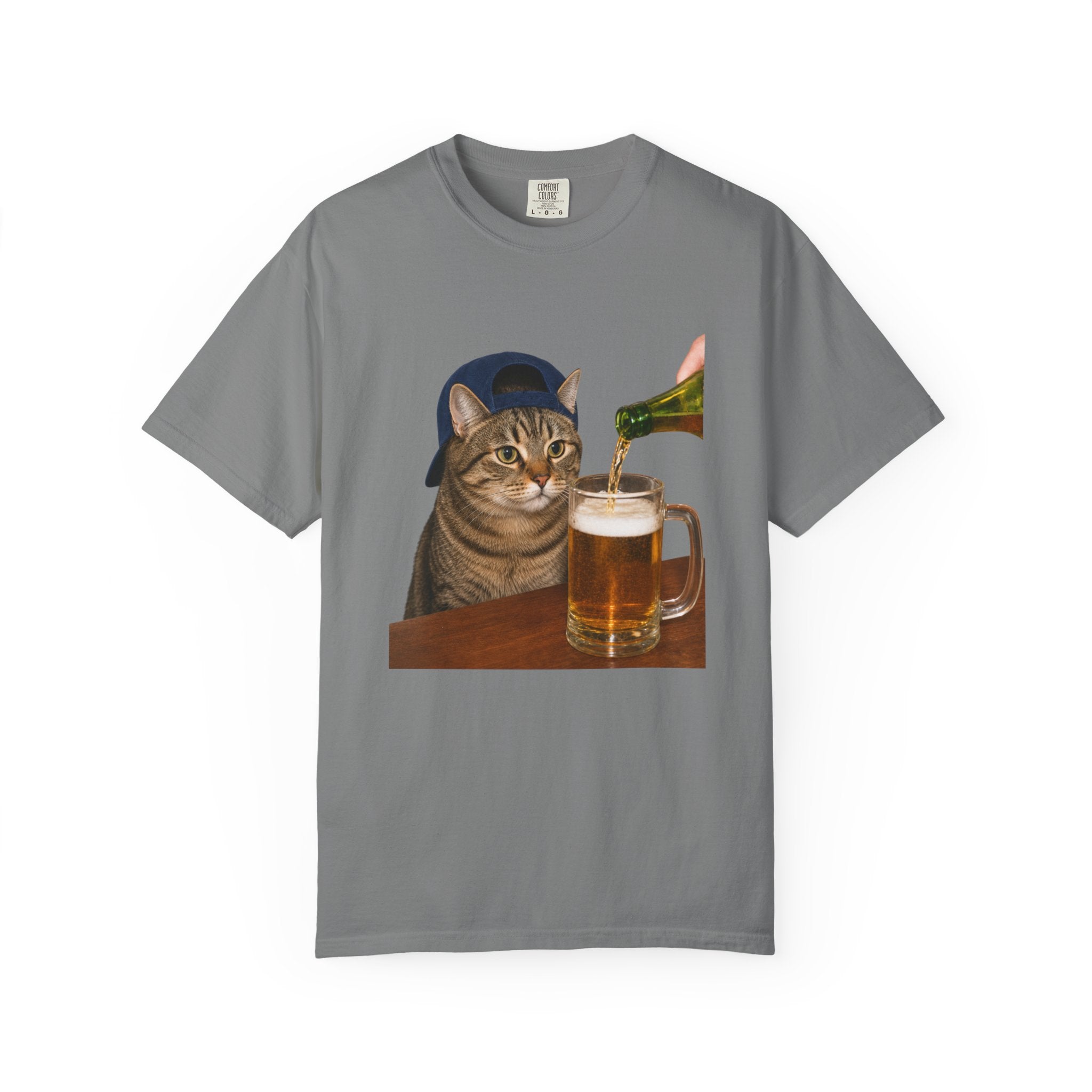 Cat With Beer T-Shirt — Funny Cat Drinking Beer Graphic Tee