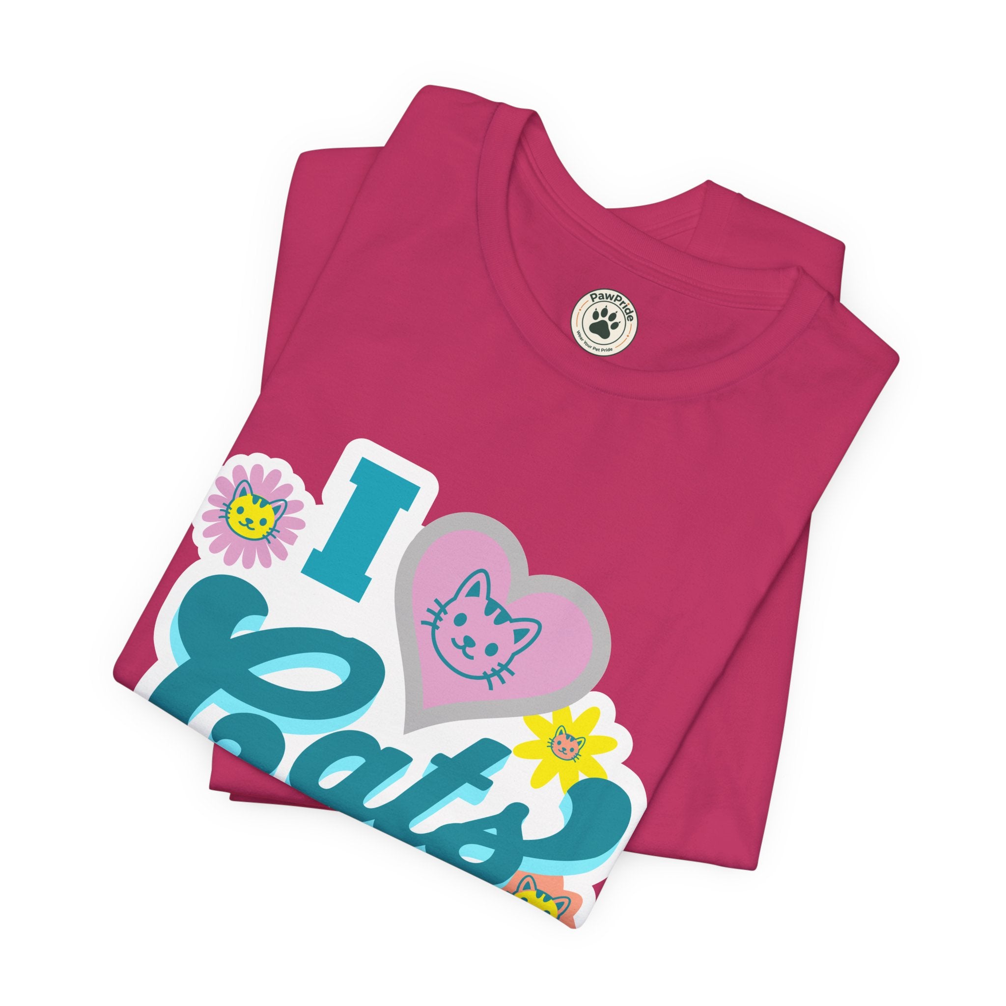 I  Cats Retro Floral Tee — Cute Cat Lover Graphic T-Shirt