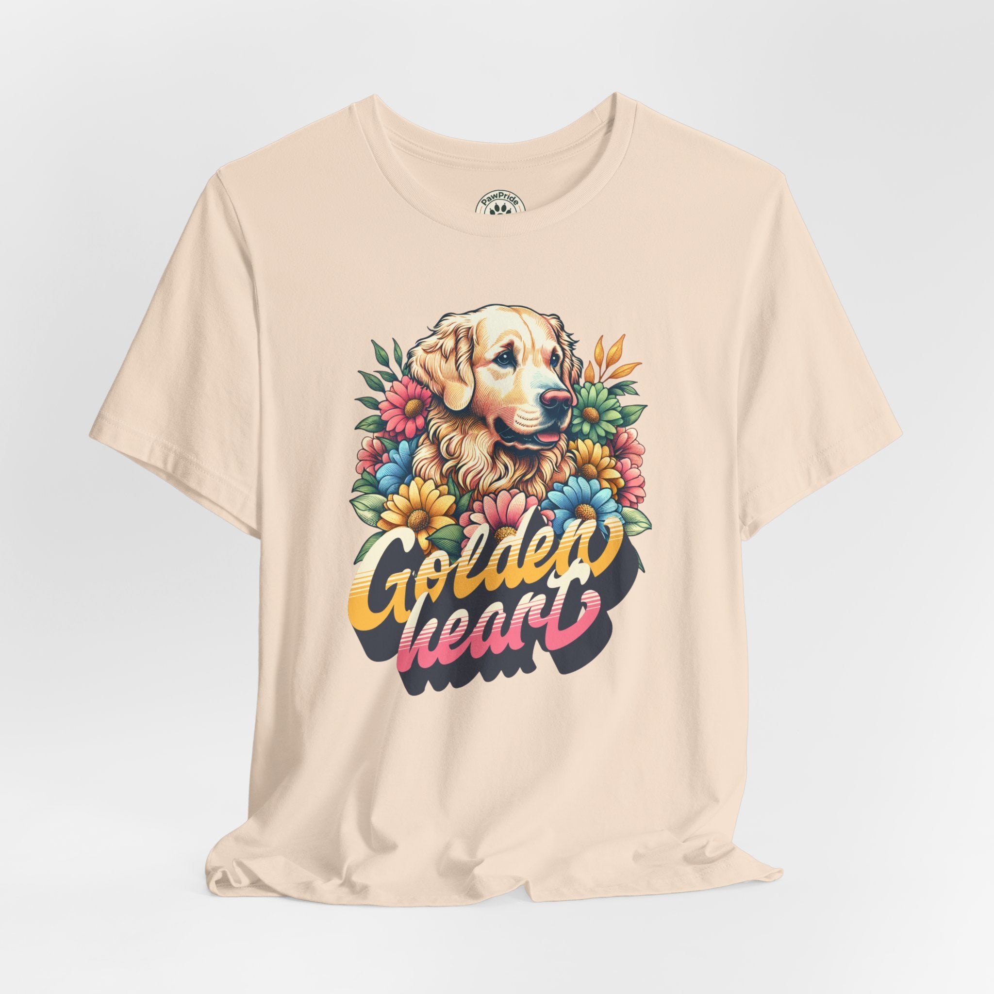 Golden Heart T-Shirt — Retro Floral Golden Retriever Tee