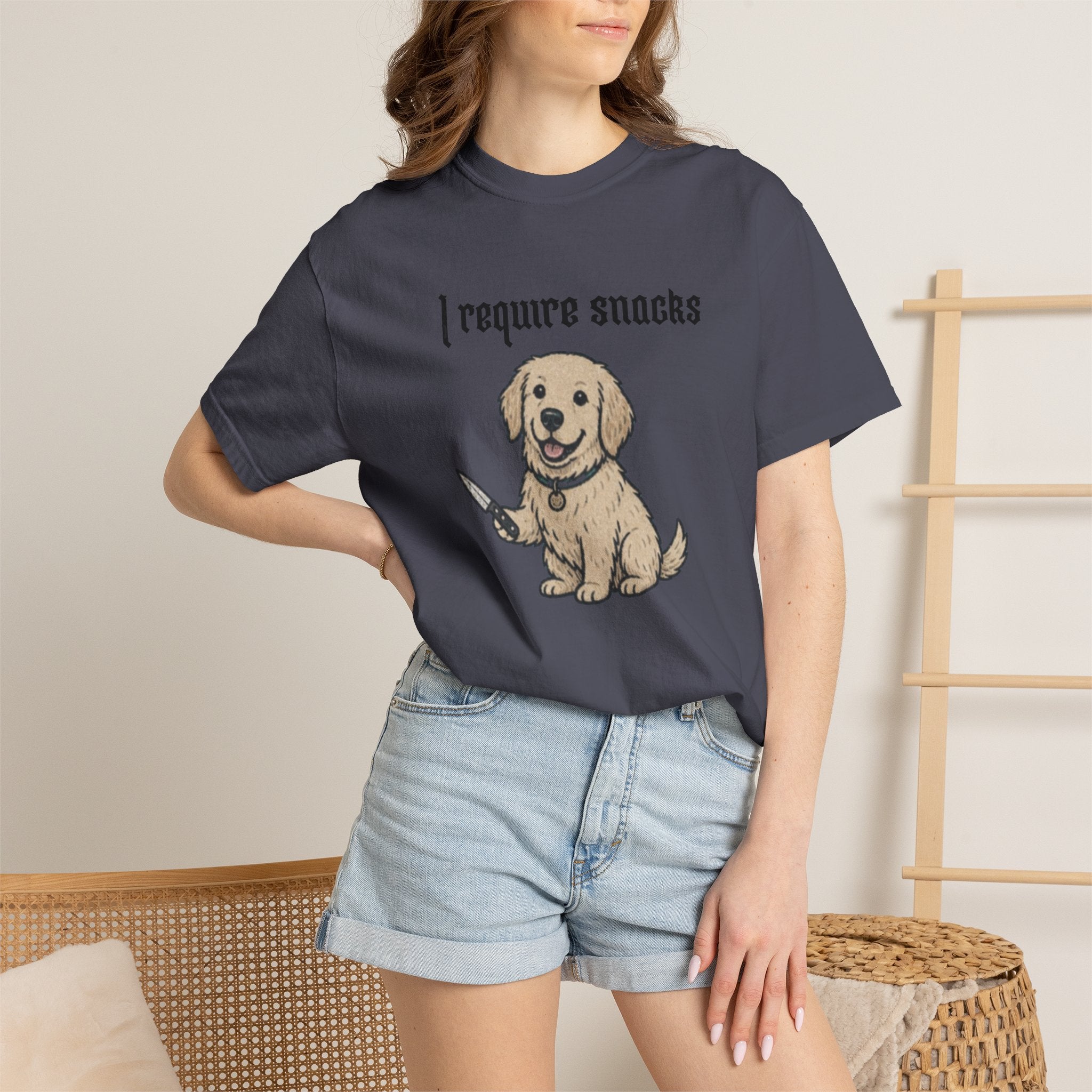 I Require Snacks T-Shirt — Cute Golden Retriever Graphic Tee