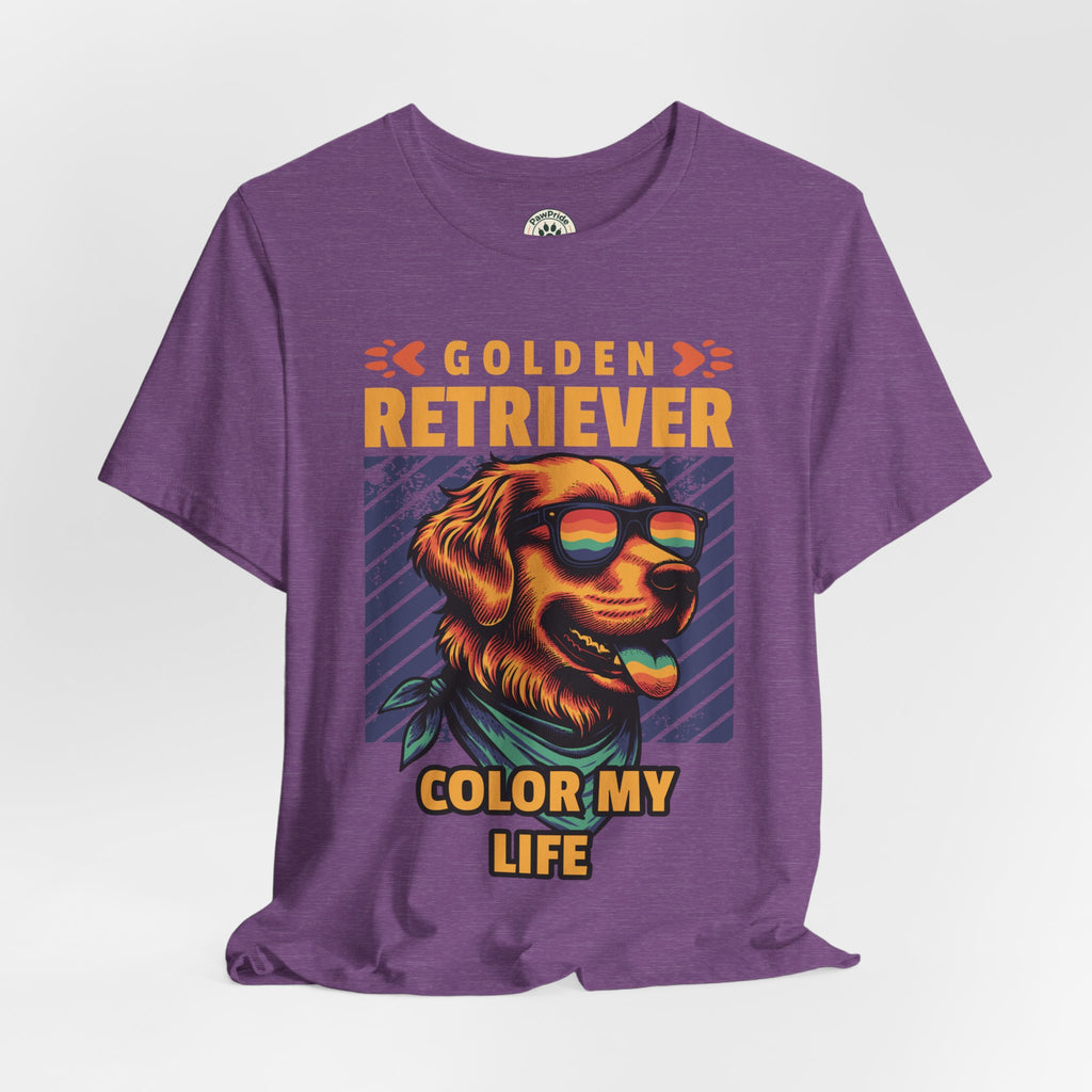 Golden Retriever T‑Shirt — 'Color My Life' Retro Dog Graphic Tee