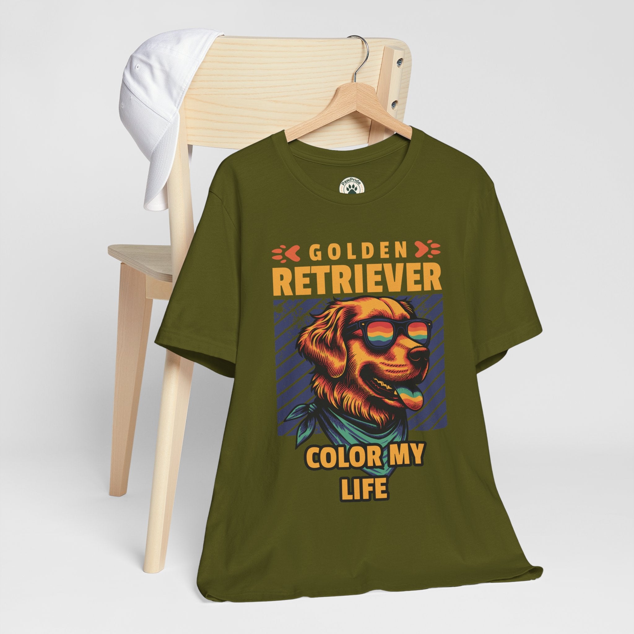 Golden Retriever T‑Shirt — 'Color My Life' Retro Dog Graphic Tee