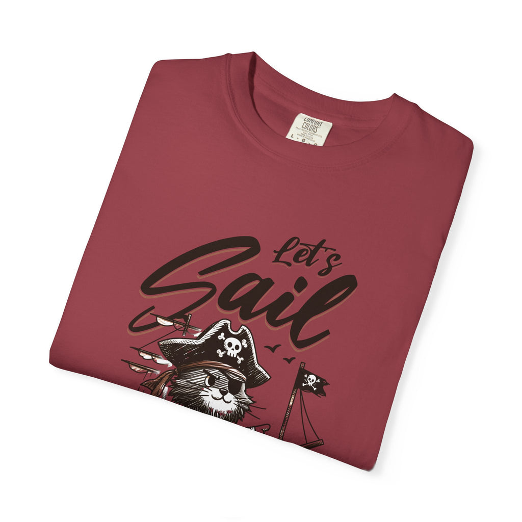 Let's Sail Pirate Cat T-Shirt — "This World Is Too Small For Us" Vintage Nautical Tee