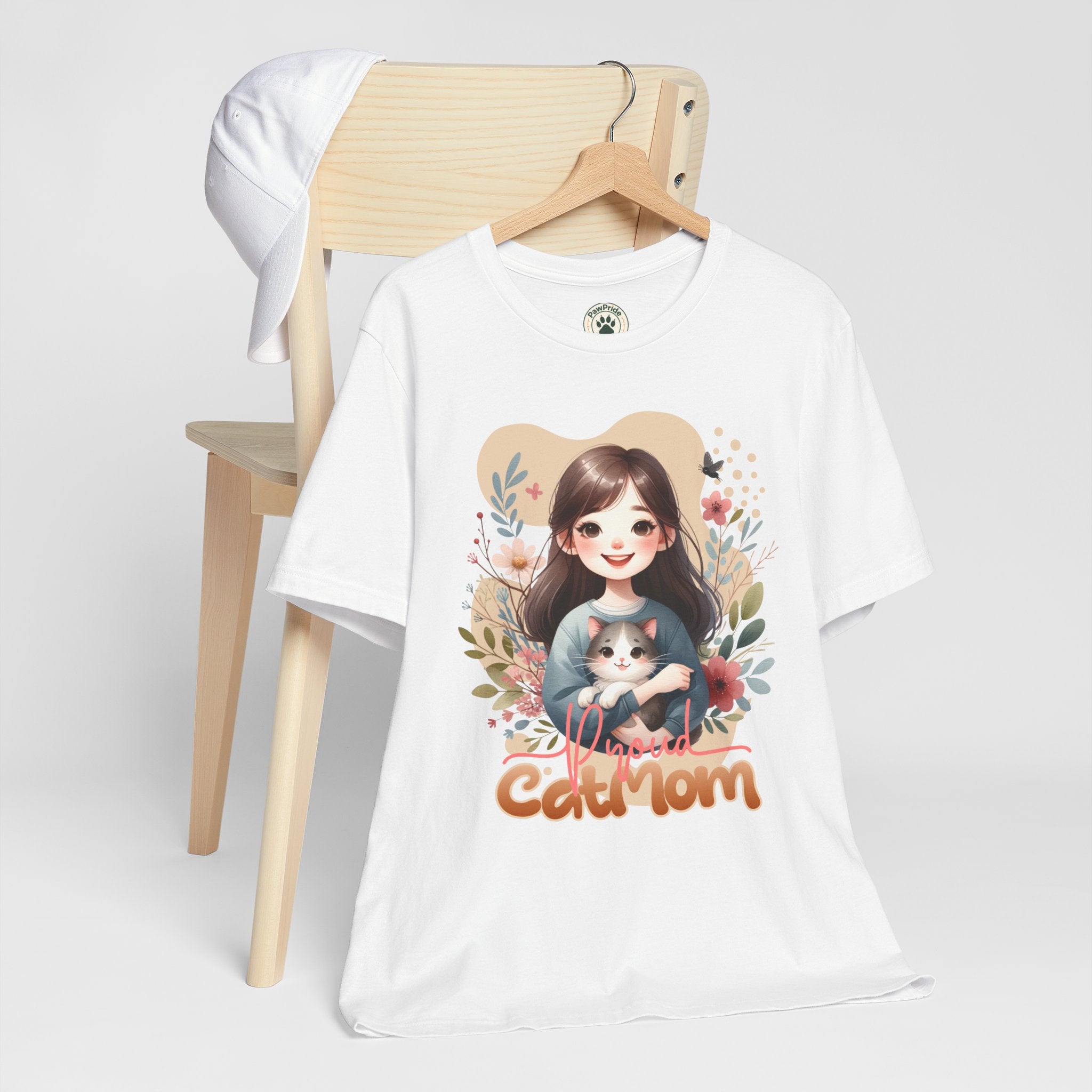 Cat Mom T-Shirt — Cute Floral Illustration Tee for Women Cat Lovers