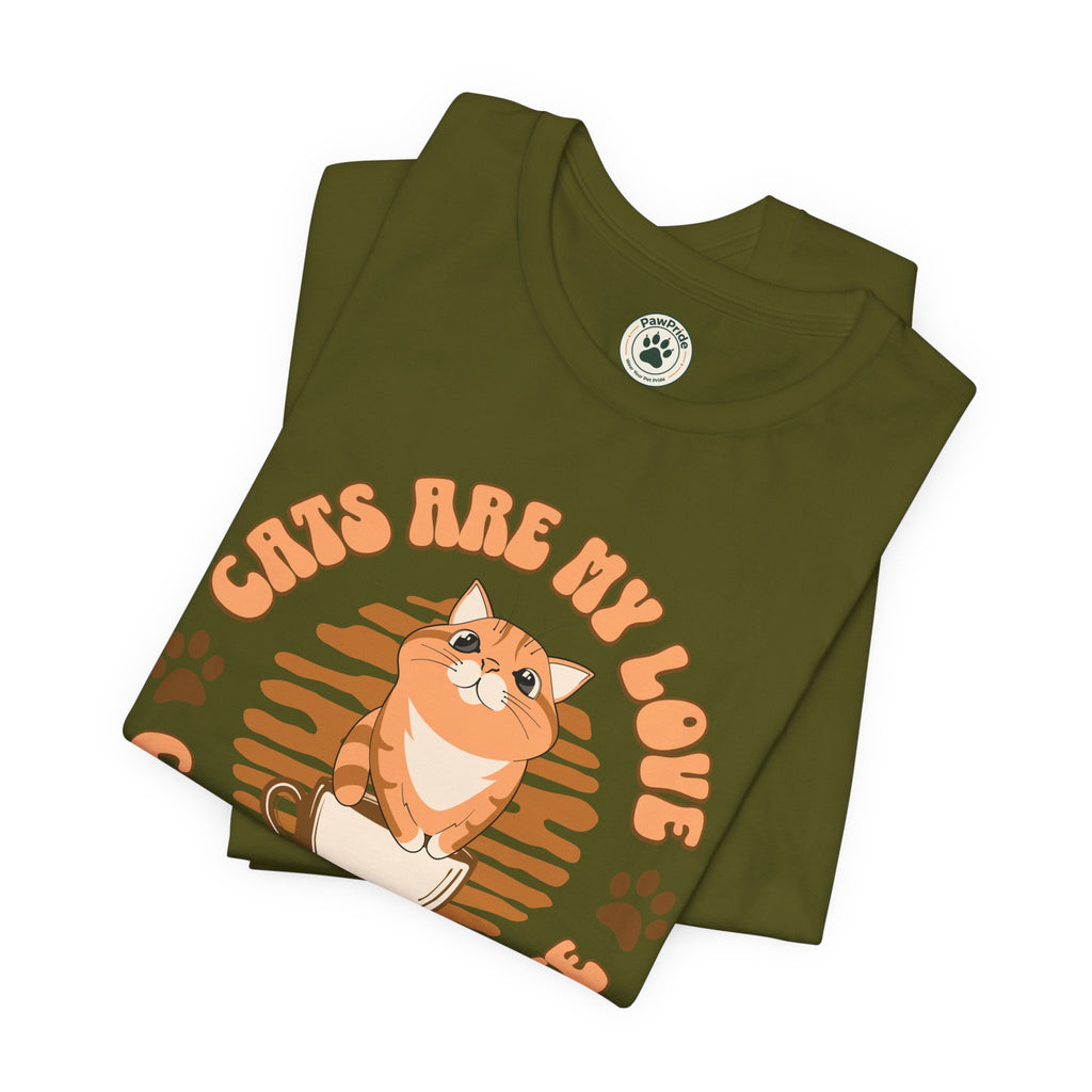 Cat & Coffee Tee — "Cats Are My Love, Coffee Is My Life" Cute Graphic T‑Shirt