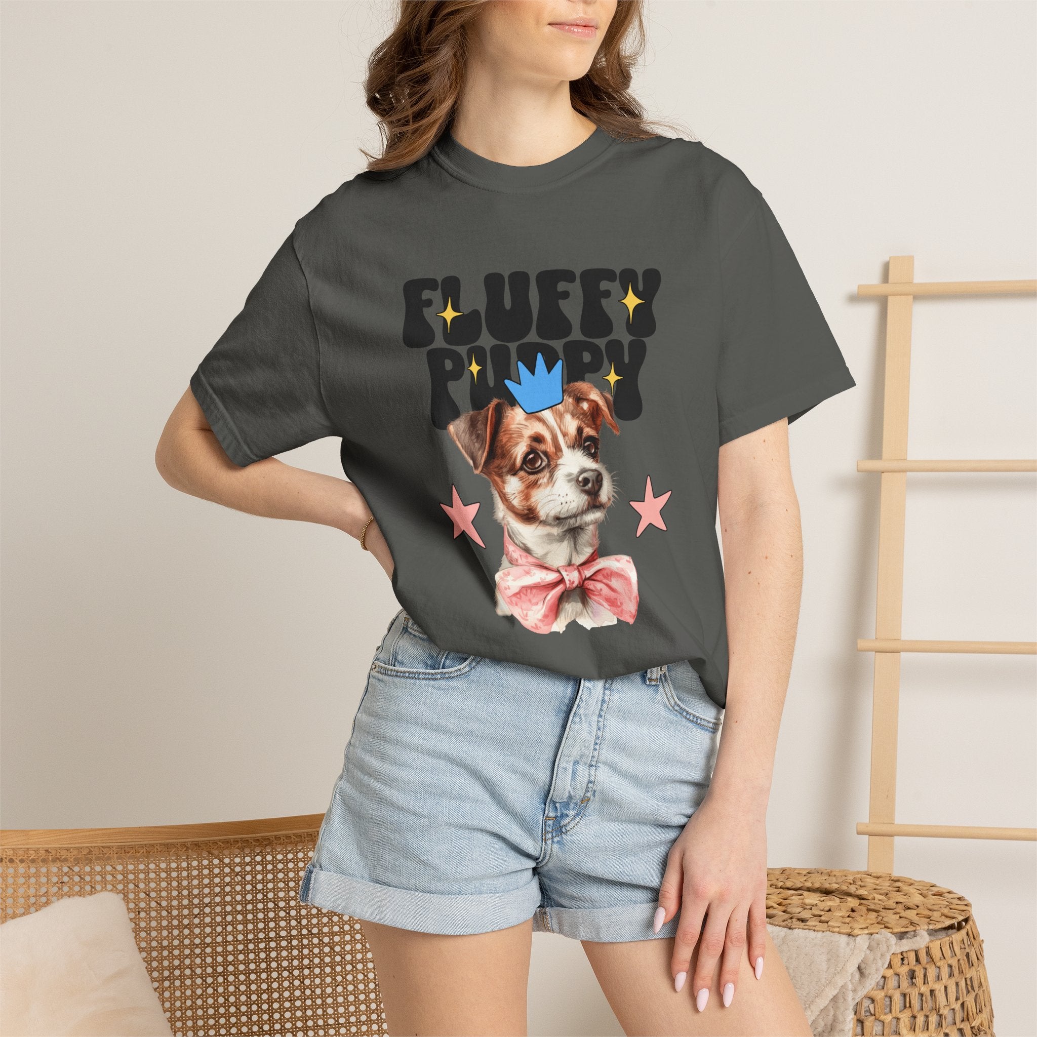 Fluffy Puppy Graphic T-Shirt — Cute Dog Portrait Tee