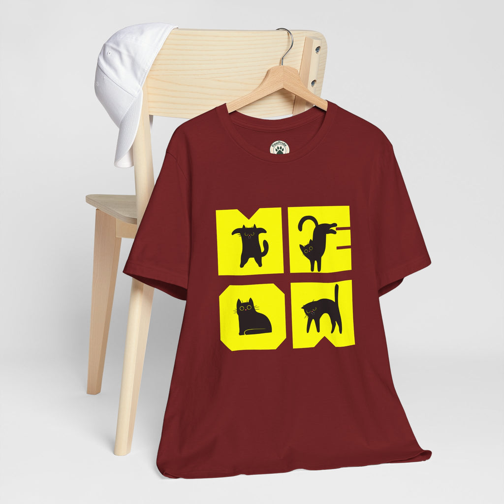 Cat Silhouette Tee — Yellow Block Cats Graphic T-Shirt