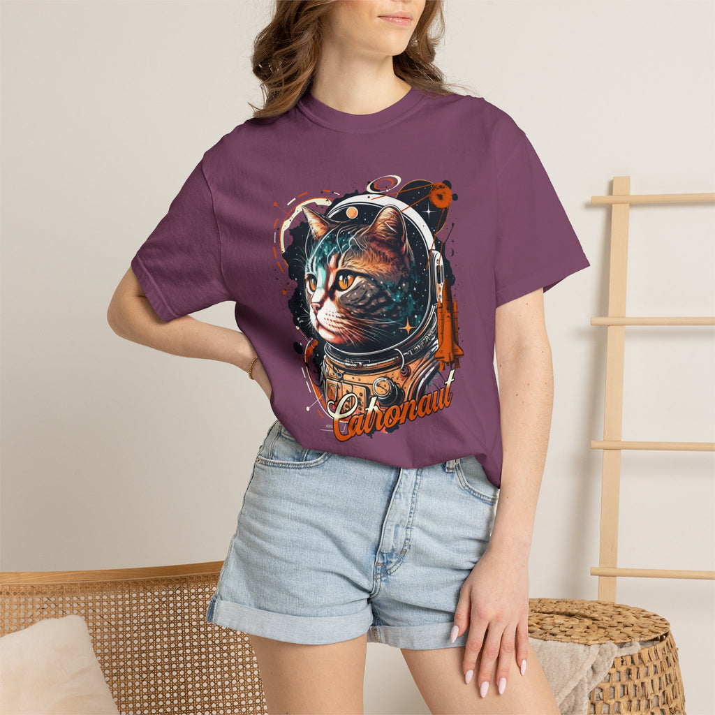 Astronaut Cat Graphic T-Shirt — 'Cabonaut' Retro Space Helmet Tee