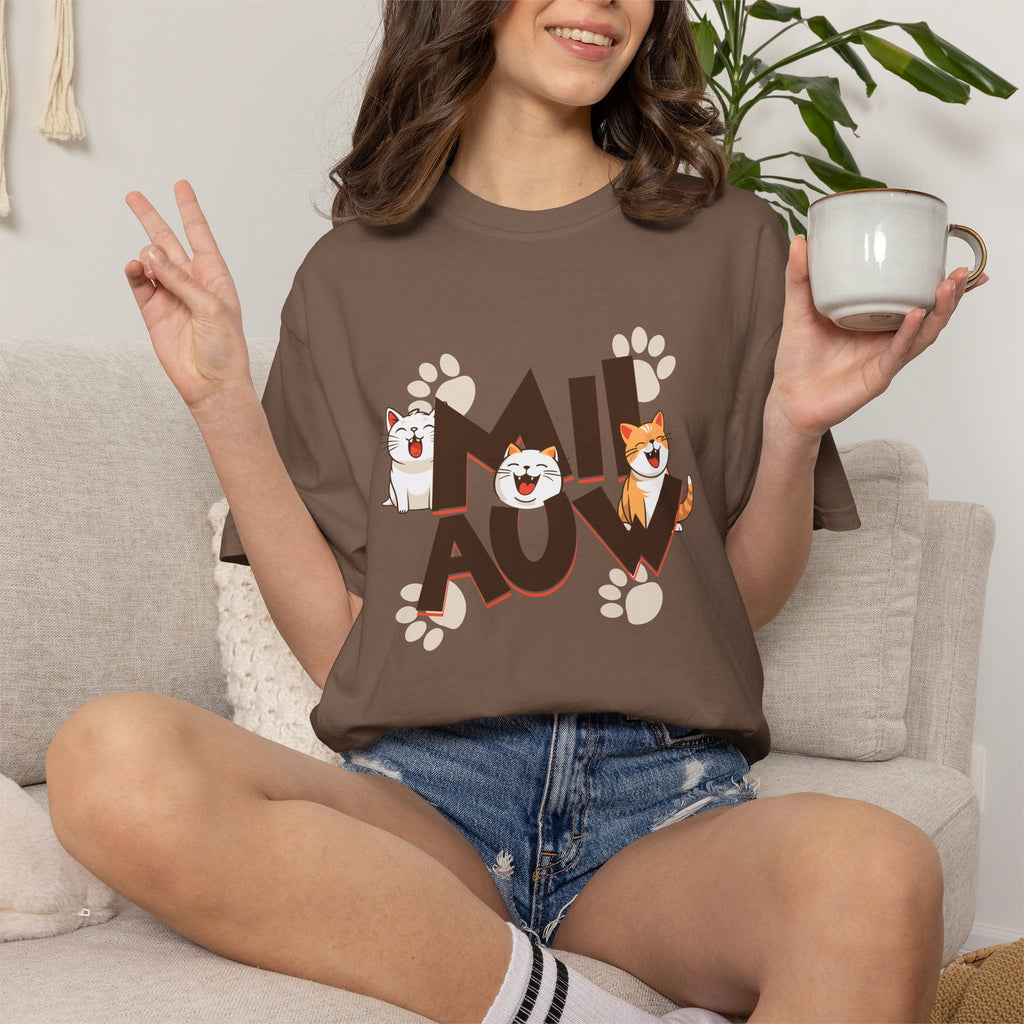 Cat Paw 'MIAOU' Graphic T-Shirt — Cute Cat Lover Tee