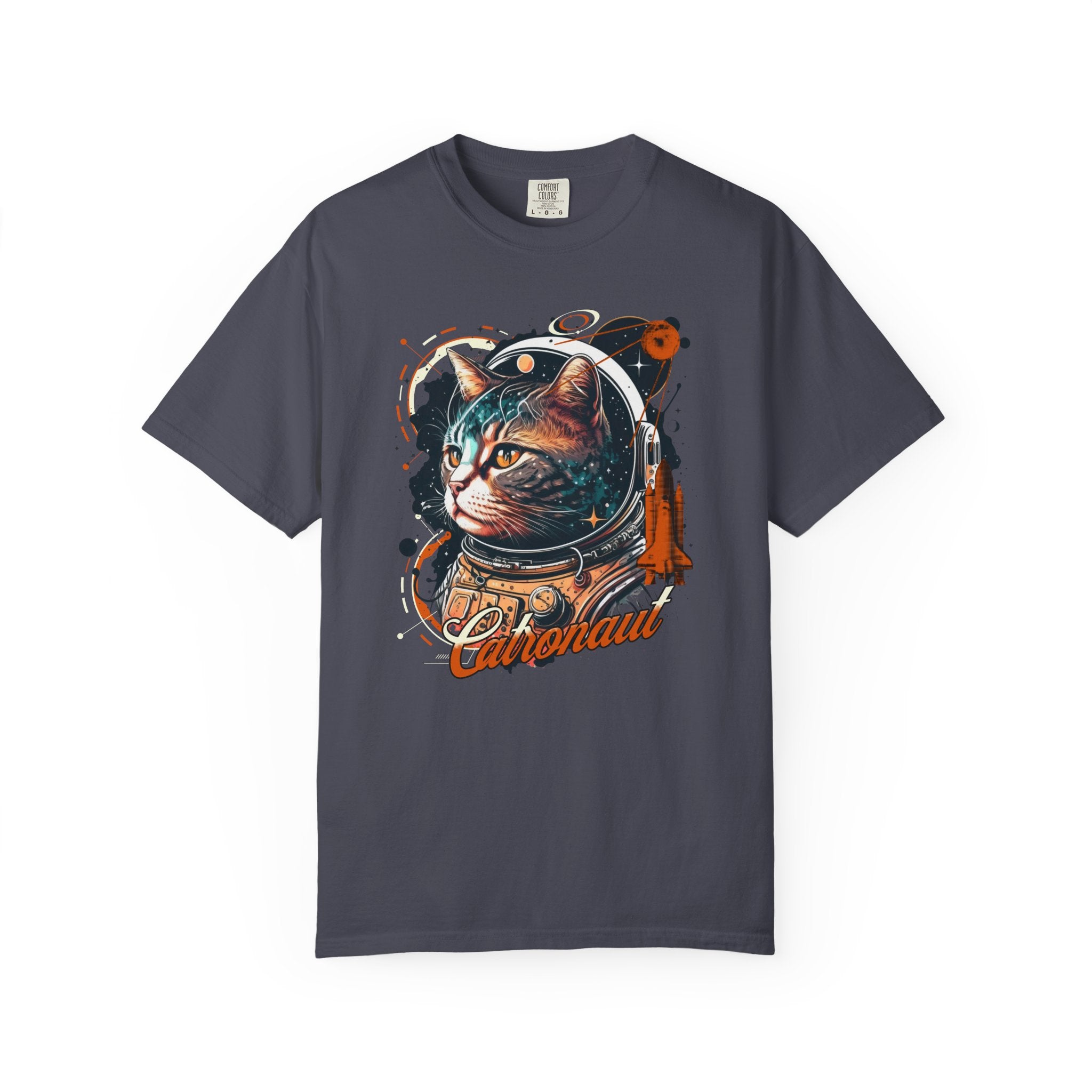 Astronaut Cat Graphic T-Shirt — 'Cabonaut' Retro Space Helmet Tee
