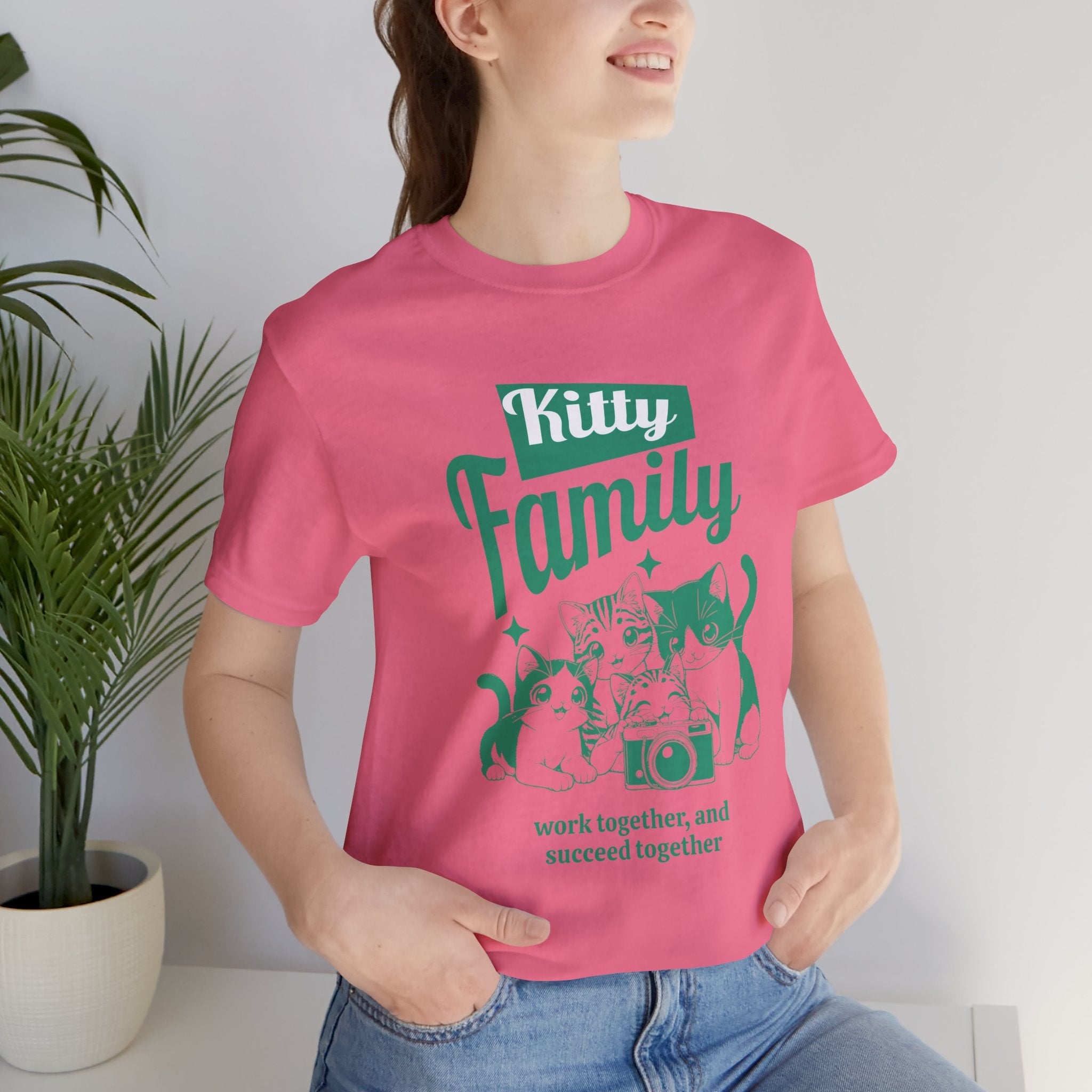 Kitty Family Tee — 'Work Together, and Succeed Together' Cat Graphic Shirt
