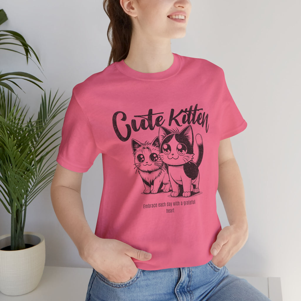 Cute Kitten T-Shirt — Vintage Black & White Cat Graphic Tee