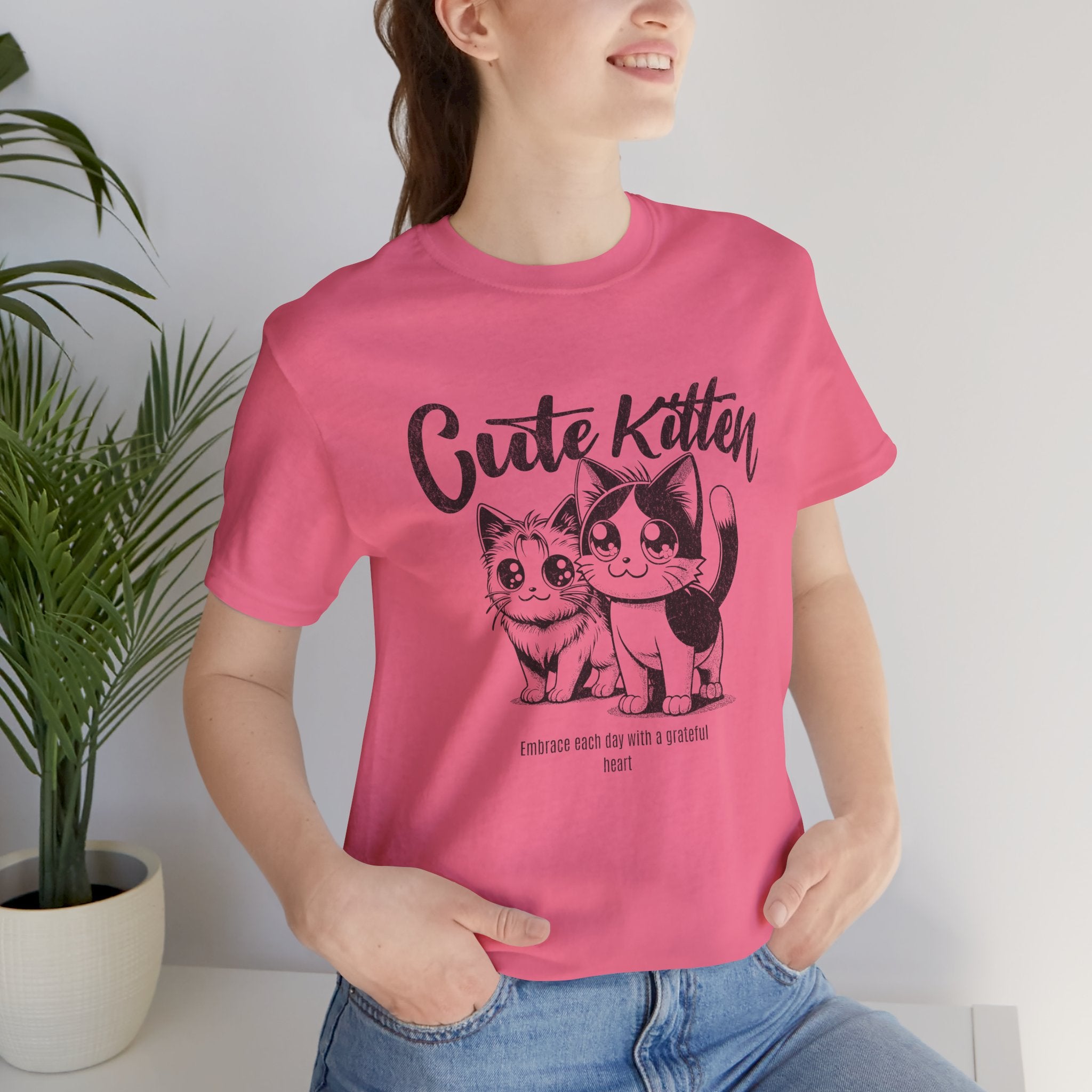 Cute Kitten T-Shirt — Vintage Black & White Cat Graphic Tee