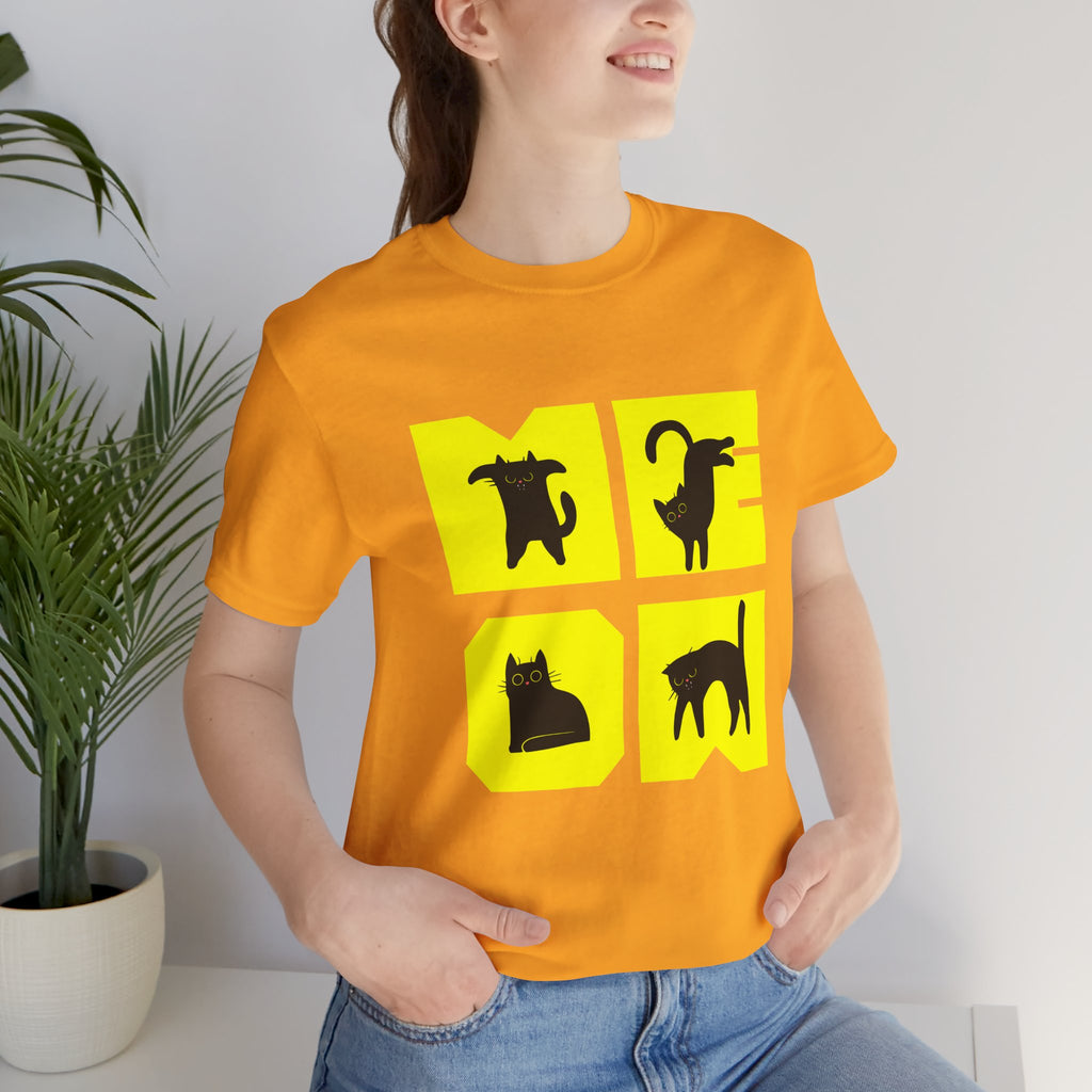 Cat Silhouette Tee — Yellow Block Cats Graphic T-Shirt