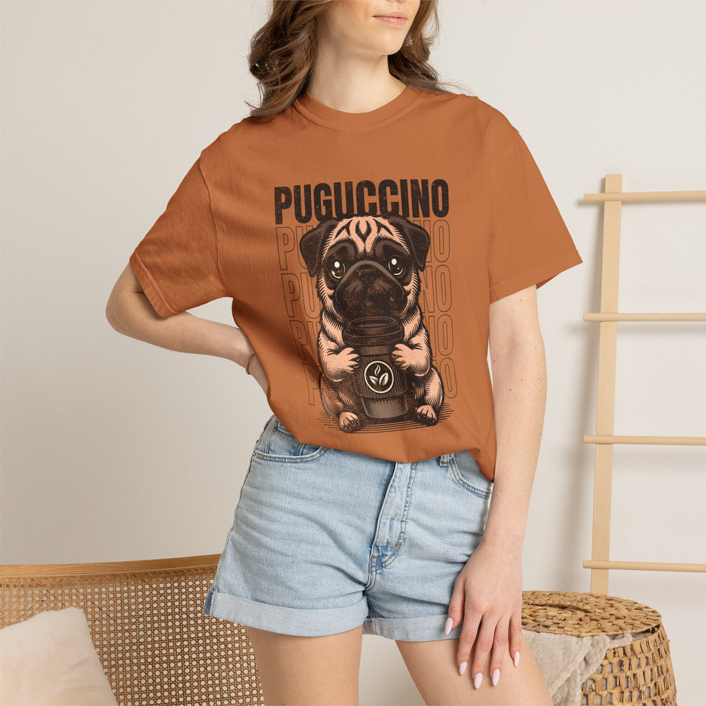 Puguccino Puppy T‑Shirt — Cute Pug Coffee Dog Graphic Tee