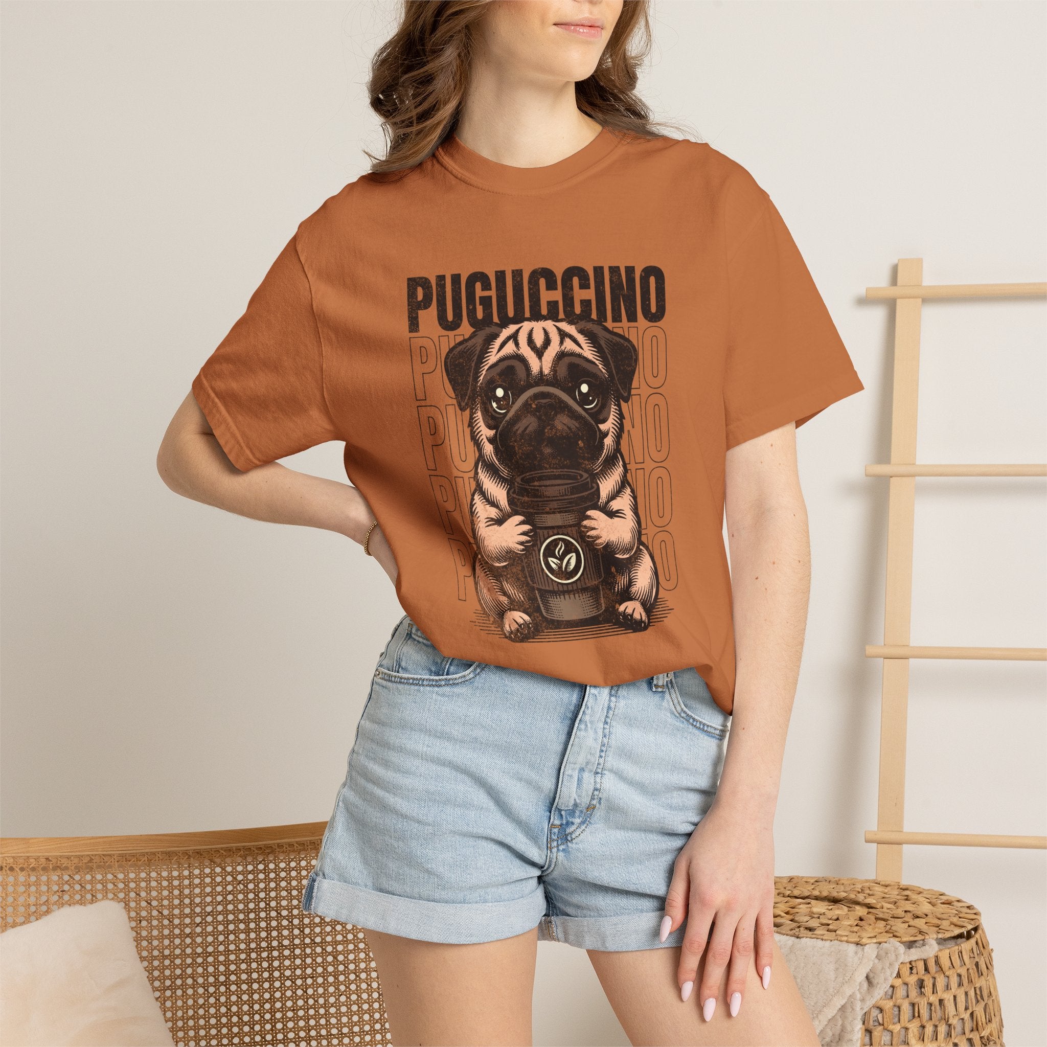 Puguccino Puppy T‑Shirt — Cute Pug Coffee Dog Graphic Tee
