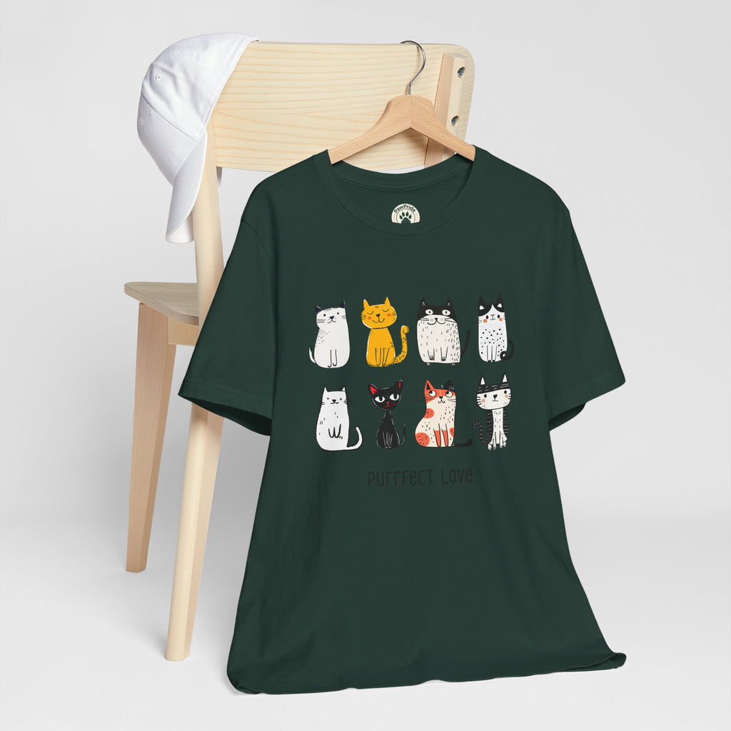 Purrfect Love Cat T-Shirt — Cute Cartoon Cats Tee for Cat Lovers