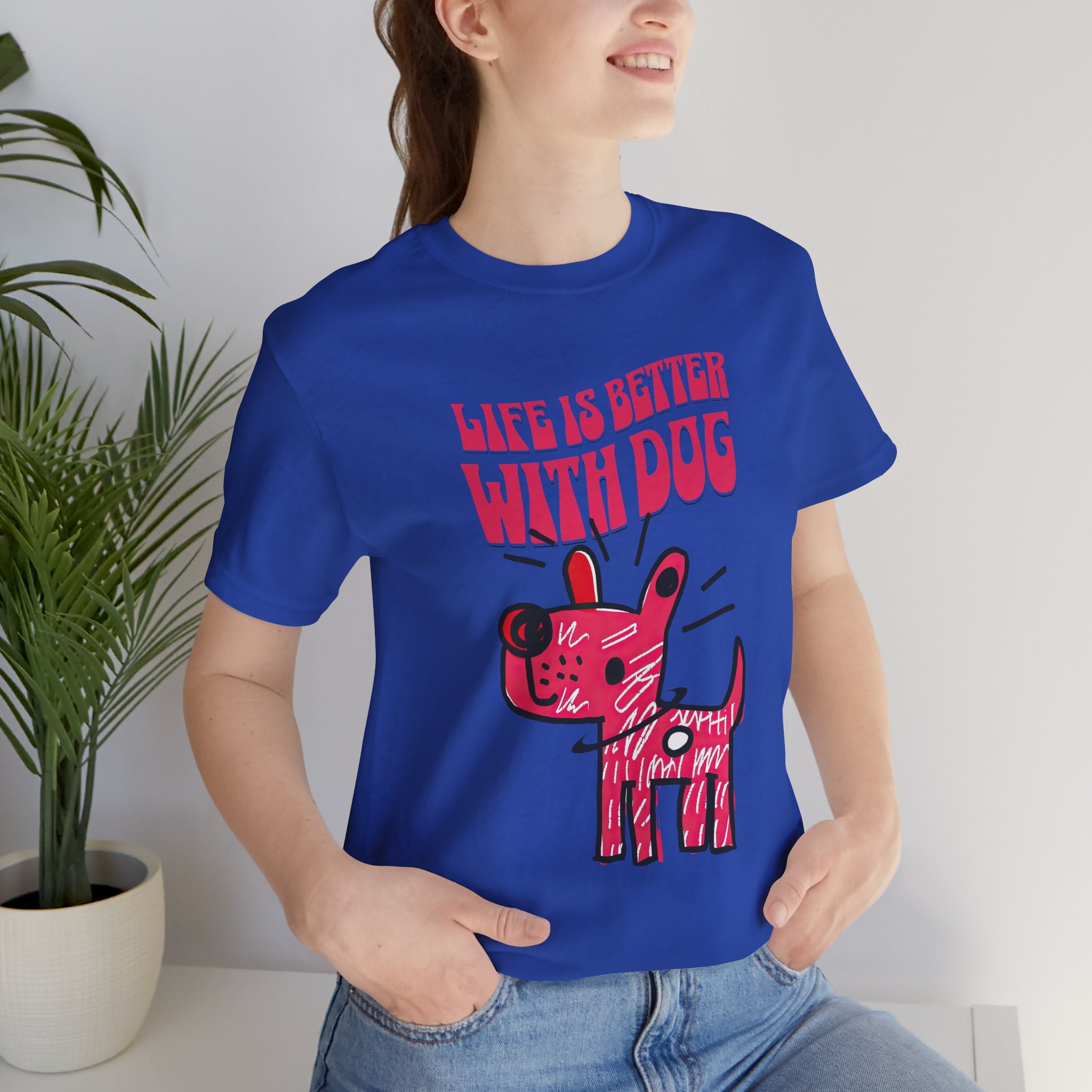 Dog Lover T-Shirt — "Life Is Better With Dog" Cute Pink Pup Graphic Tee