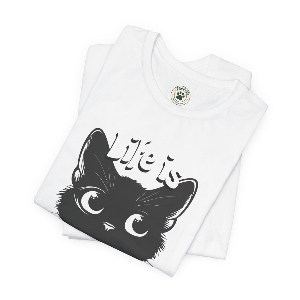 Life Is Purrfect Cat T-Shirt — Cute Black Kitten Graphic Tee for Cat Lovers