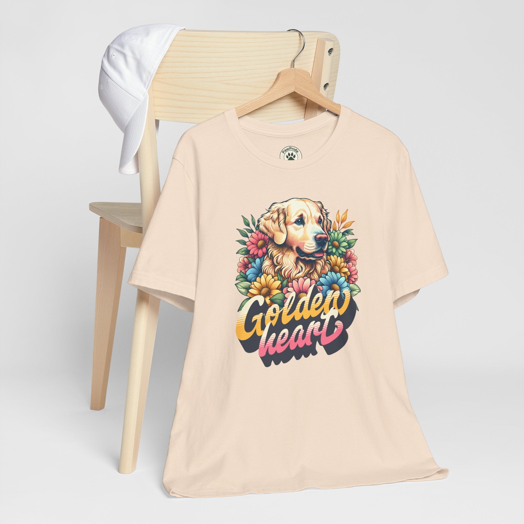 Golden Heart T-Shirt — Retro Floral Golden Retriever Tee