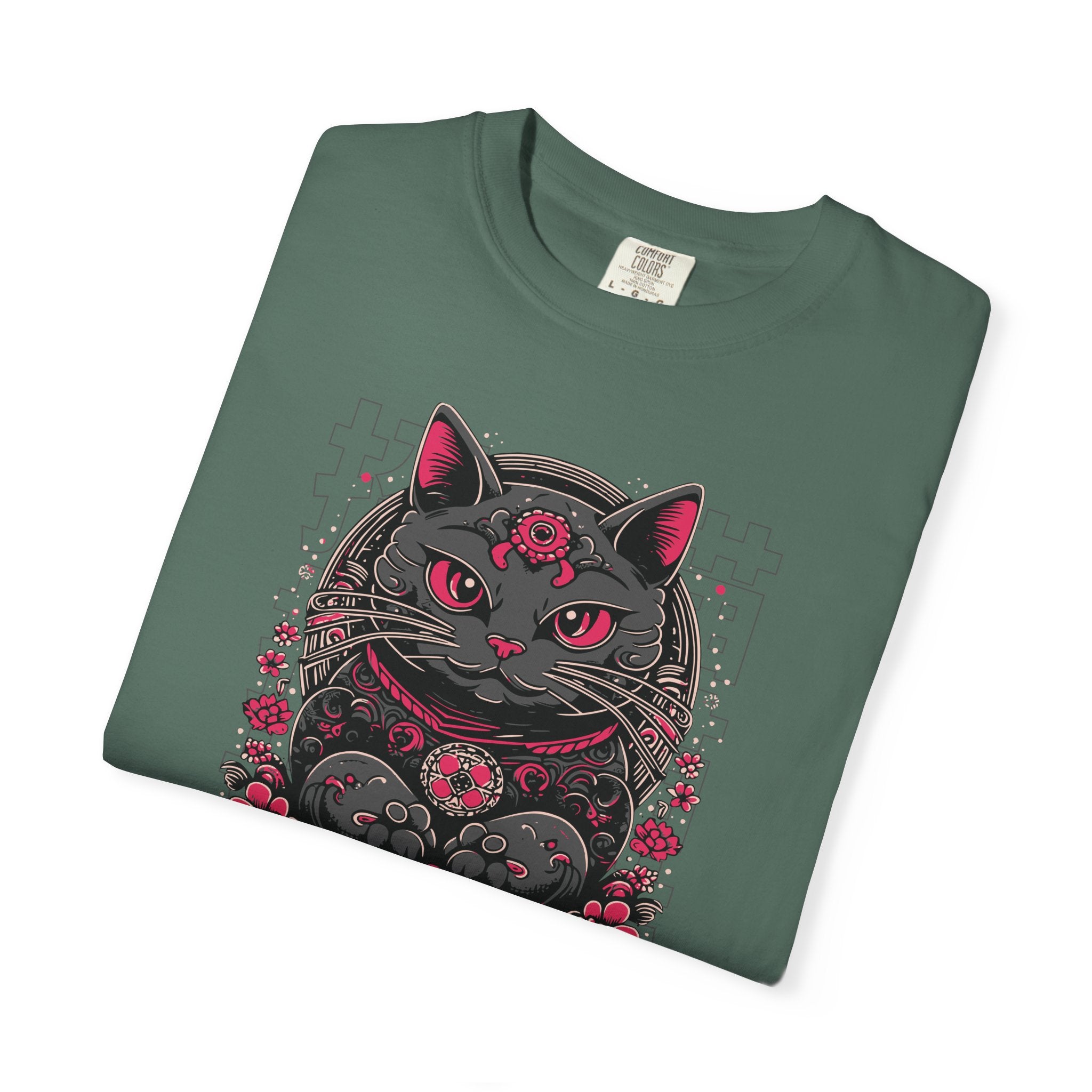 Lucky Cat Graphic T-Shirt — Gothic Maneki Neko Tee