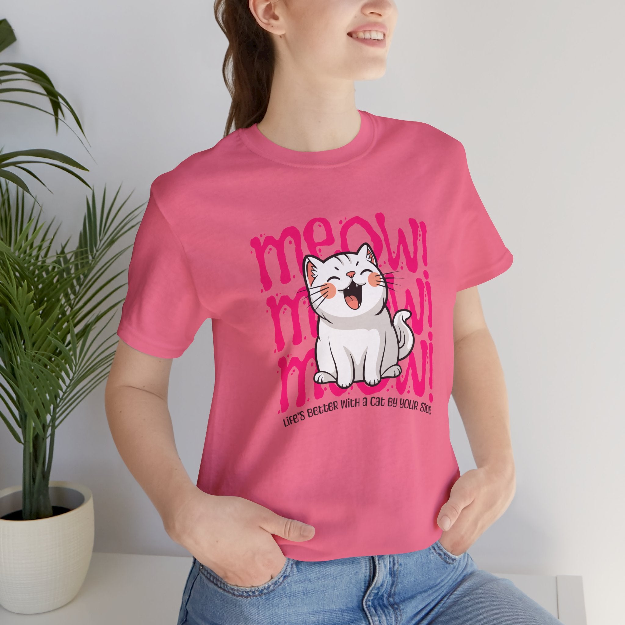 Meow Cat Graphic Tee — Cute Kawaii Cat "MEOW!" Shirt