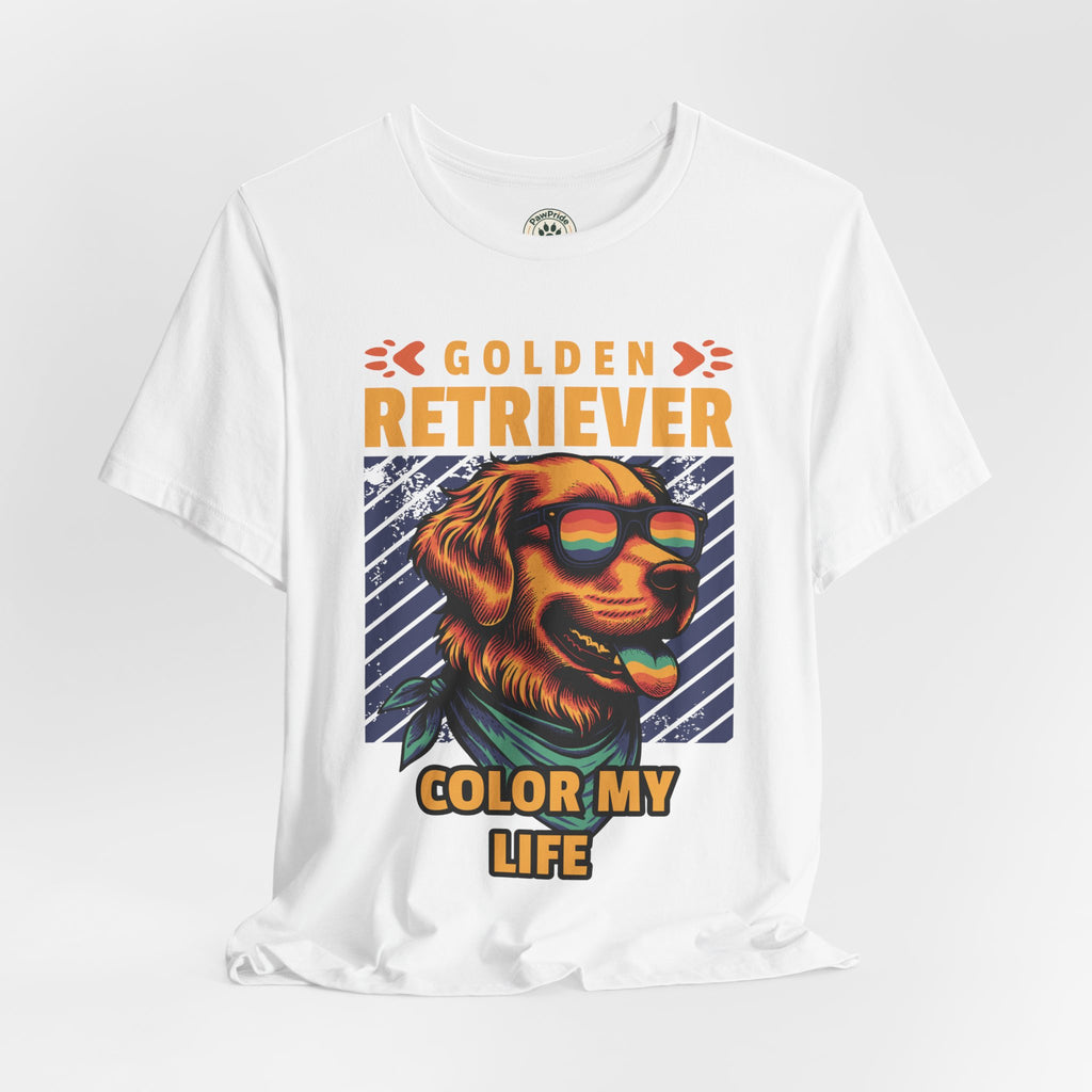 Golden Retriever T‑Shirt — 'Color My Life' Retro Dog Graphic Tee