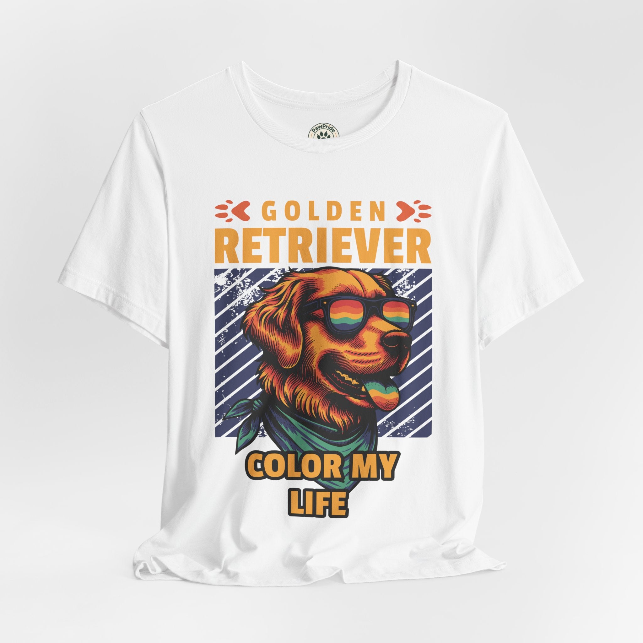 Golden Retriever T‑Shirt — 'Color My Life' Retro Dog Graphic Tee