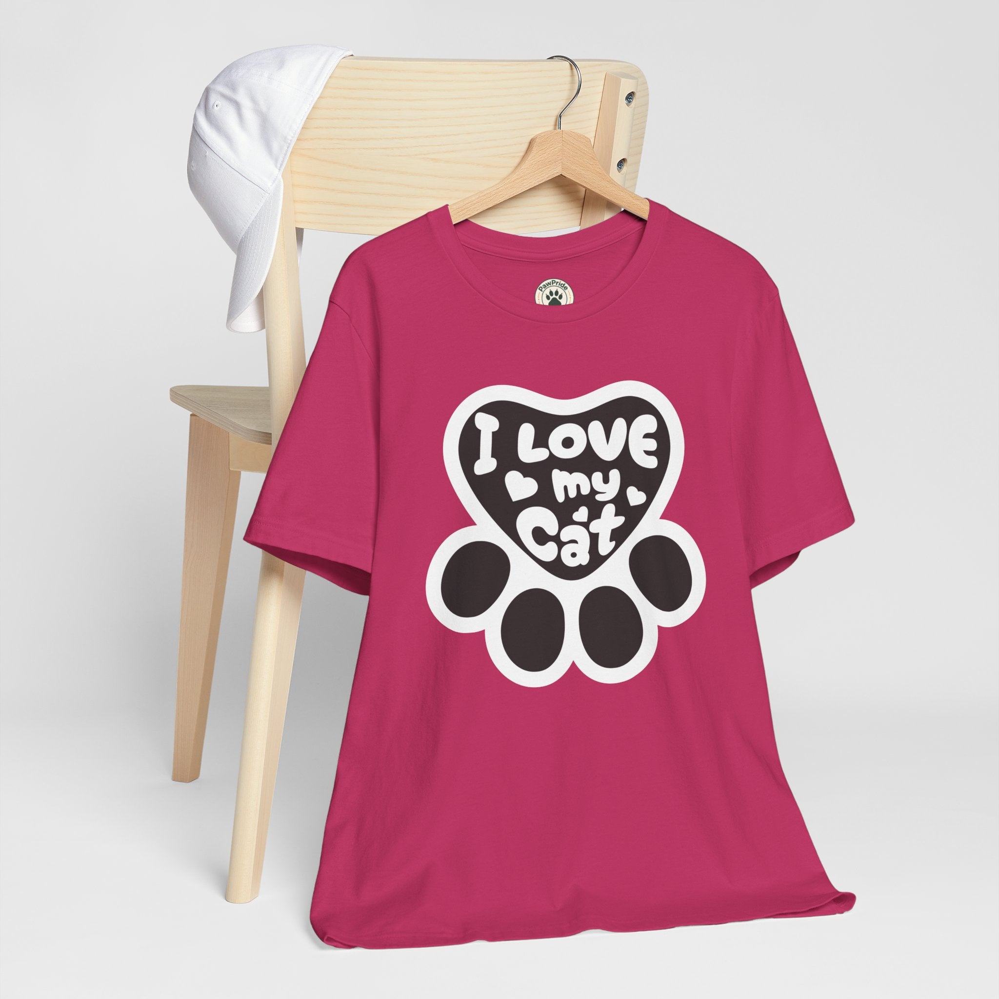 I Love My Cat Paw T-Shirt — Cute Cat Lover Tee