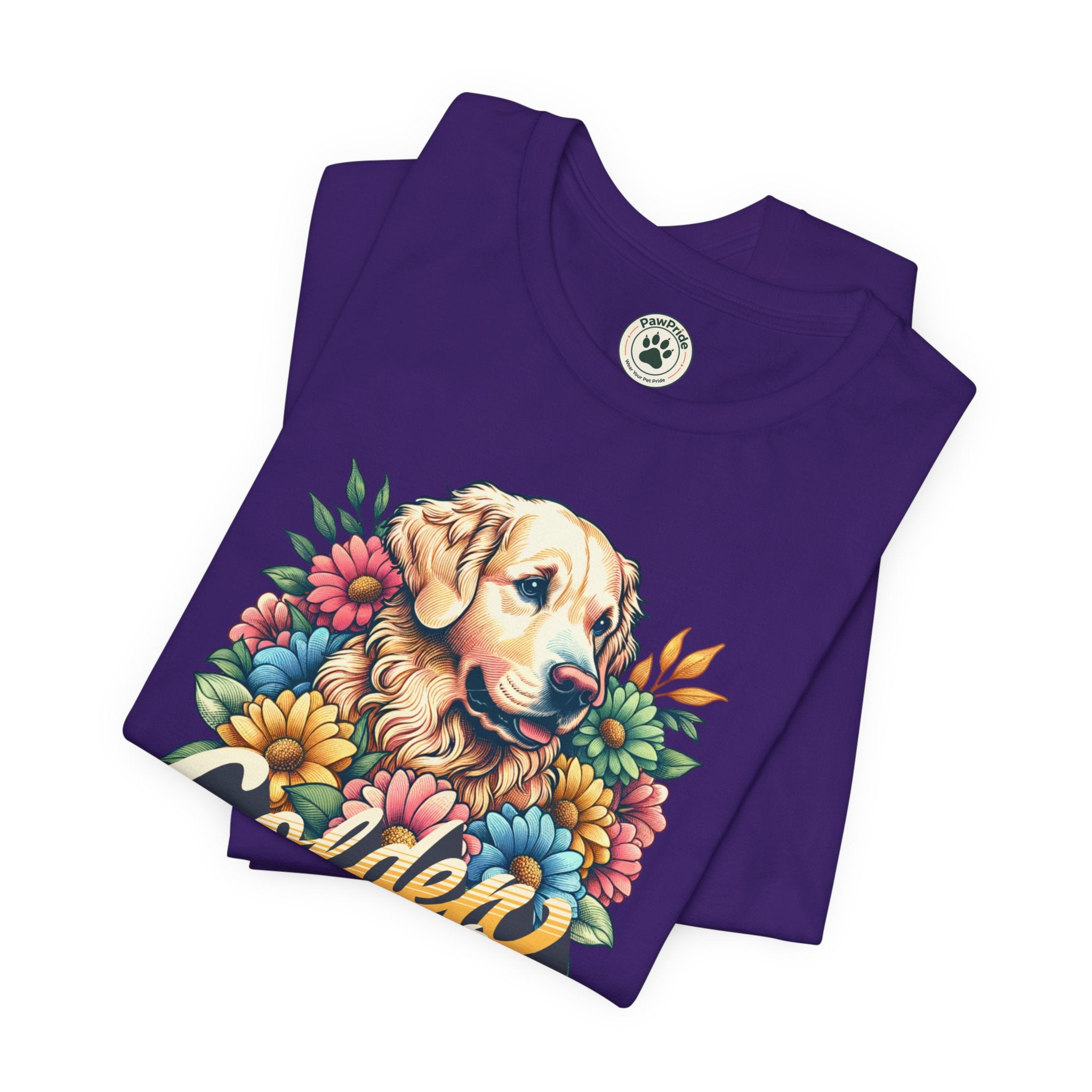 Golden Heart T-Shirt — Retro Floral Golden Retriever Tee