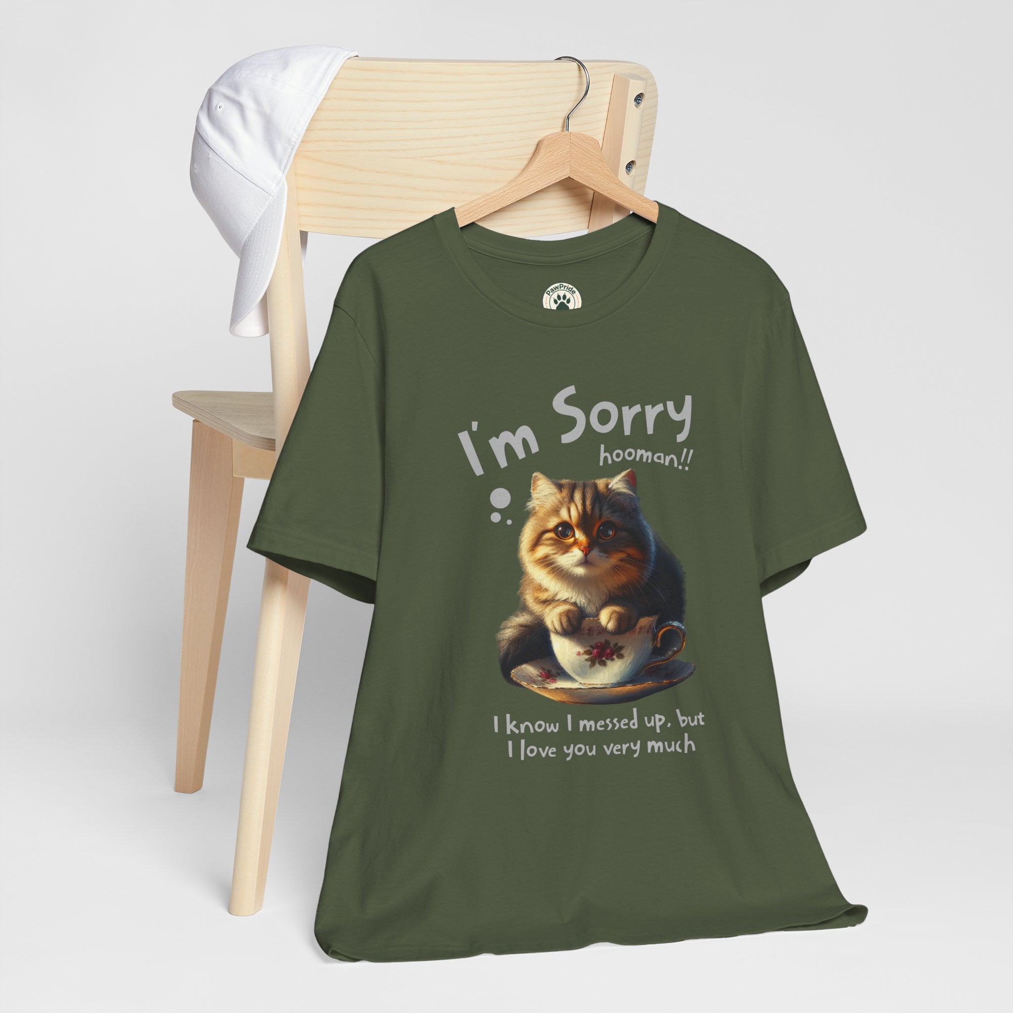 Sorry Kitten T‑Shirt – Cute Apology Cat Tee (‘I’m Sorry hooman!! I know I messed up, but I love you very much’)