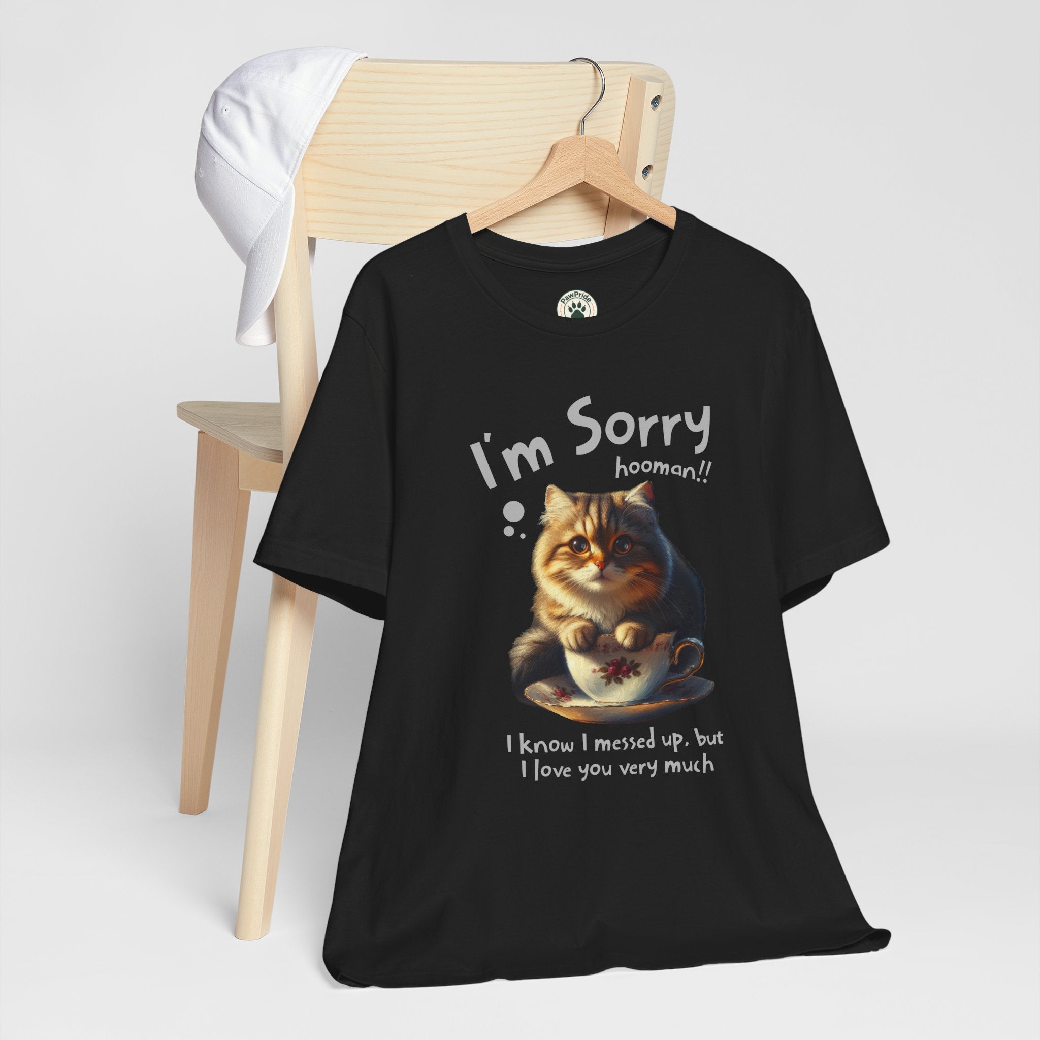 Sorry Kitten T‑Shirt – Cute Apology Cat Tee (‘I’m Sorry hooman!! I know I messed up, but I love you very much’)