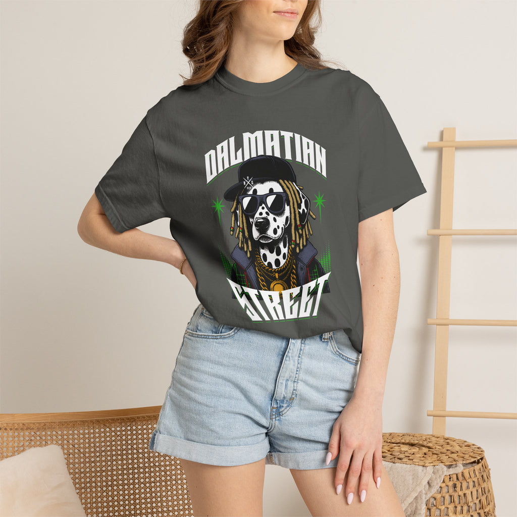 Dalmatian Street Graphic T-Shirt — Retro Hip-Hop Dog Tee