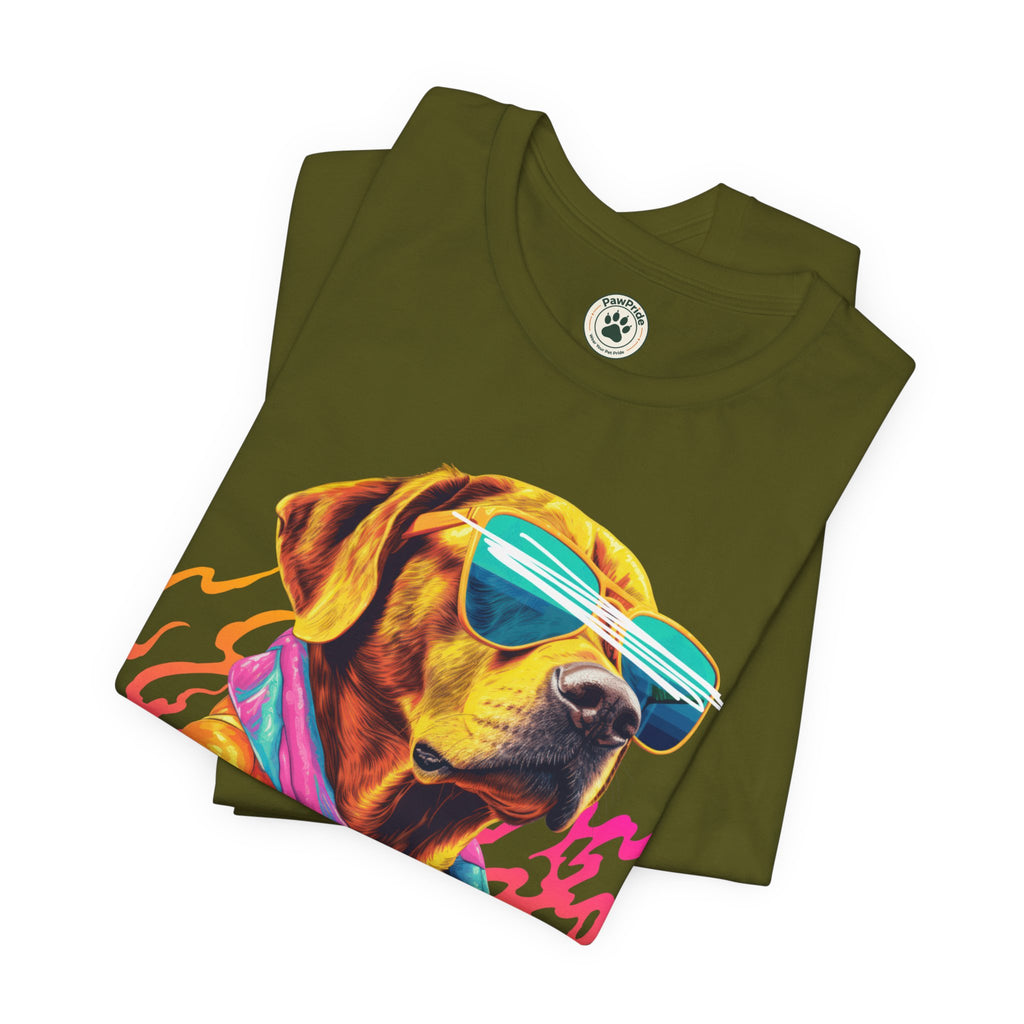 Chill Sunglasses Dog Tee — Retro Neon “CHILL” Graphic T-Shirt