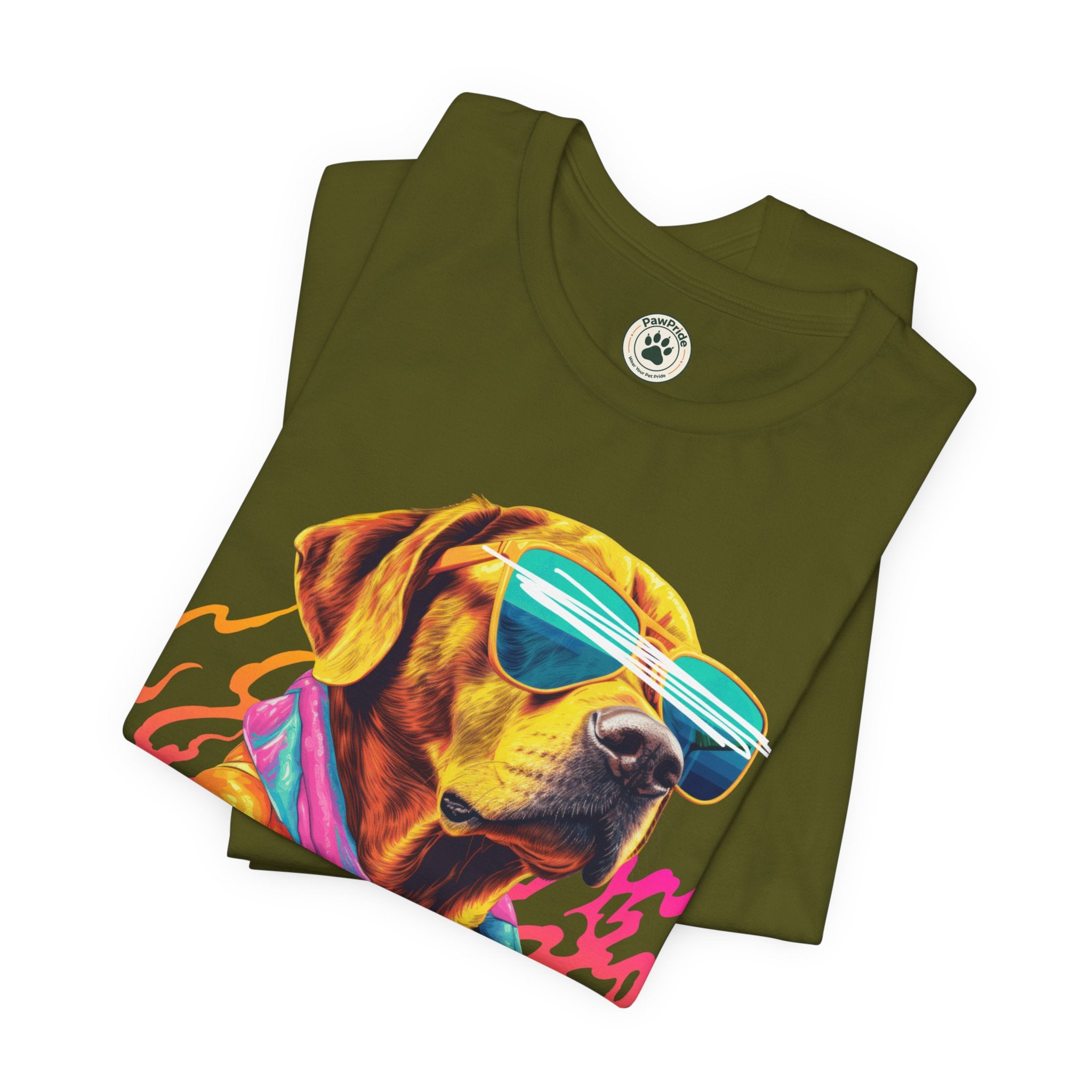 Chill Sunglasses Dog Tee — Retro Neon “CHILL” Graphic T-Shirt