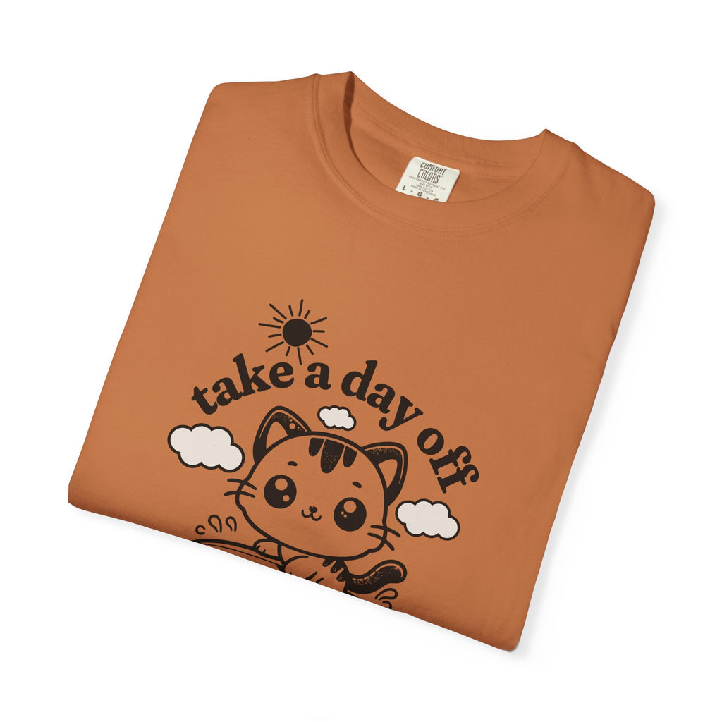 Take a Day Off Cat T-Shirt — Relaxing Kawaii Graphic Tee