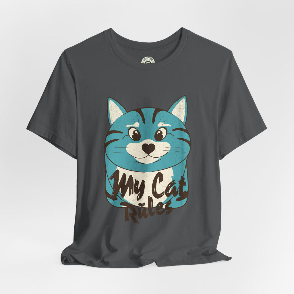 My Cat Rules T-Shirt — Cute Blue Cat Graphic Tee for Cat Lovers